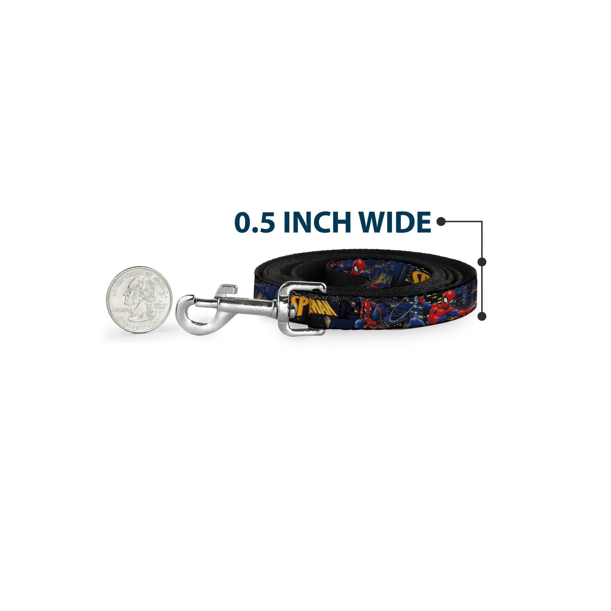 Dog Leash - SPIDER-MAN Title Logo and Action Skyline Poses