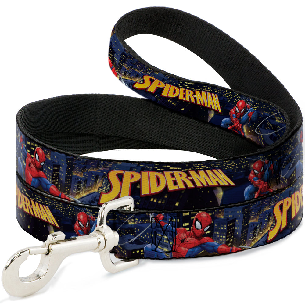 Dog Leash - SPIDER-MAN Title Logo and Action Skyline Poses