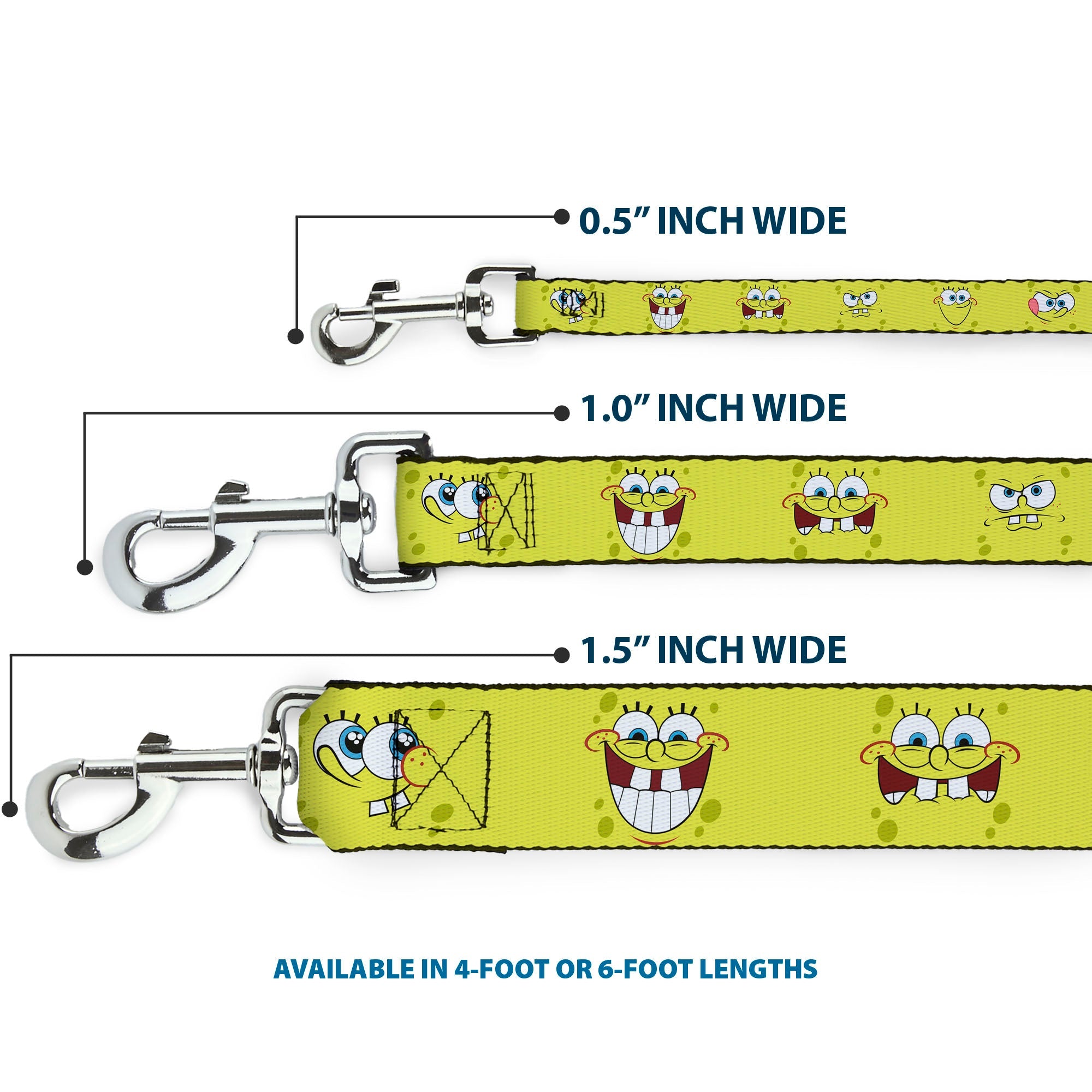 Dog Leash - SpongeBob Expressions Yellow - HT Animal Supply