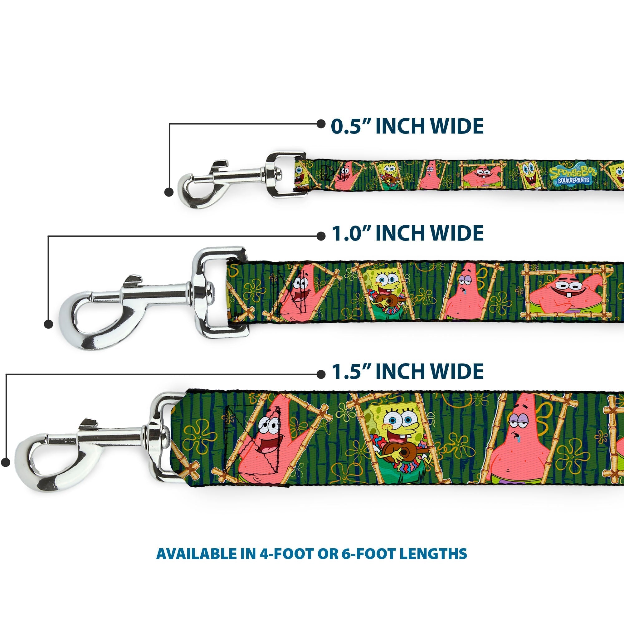 Dog Leash - SpongeBob & Patrick Starfish Bamboo Frames/Logo