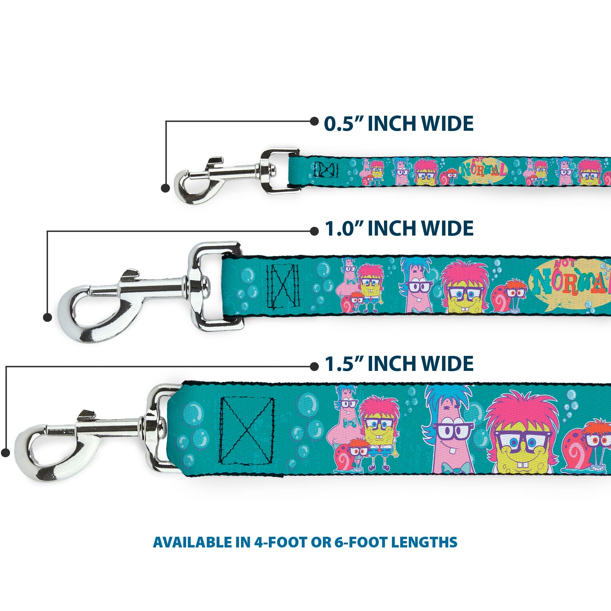 Dog Leash - Patrick, SpongeBob & Gary NOT NORMAL Aqua - HT Animal Supply