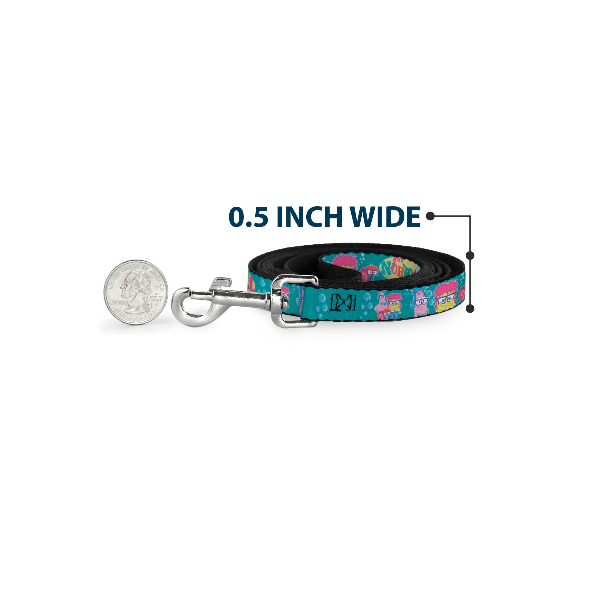 Dog Leash - Patrick, SpongeBob & Gary NOT NORMAL Aqua - HT Animal Supply