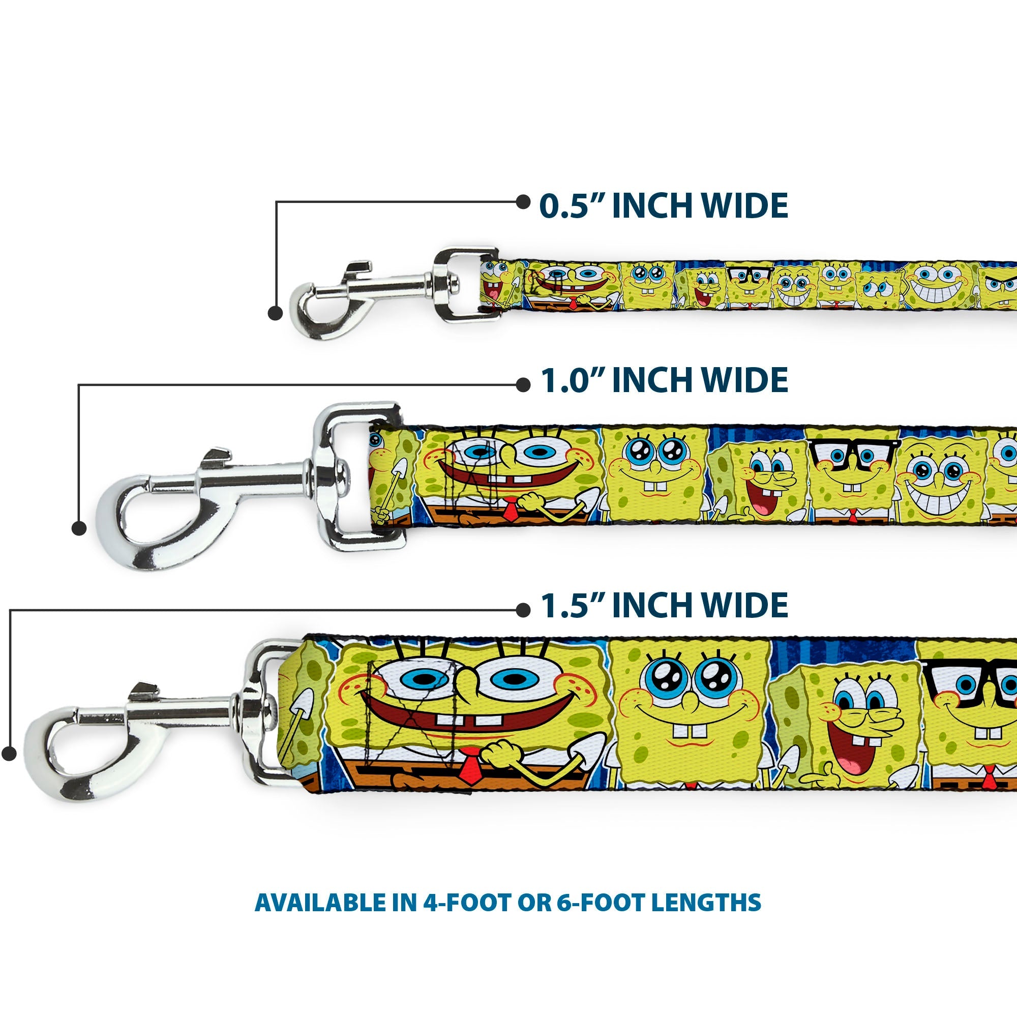 Dog Leash - SpongeBob Expressions Stripe Blue - HT Animal Supply