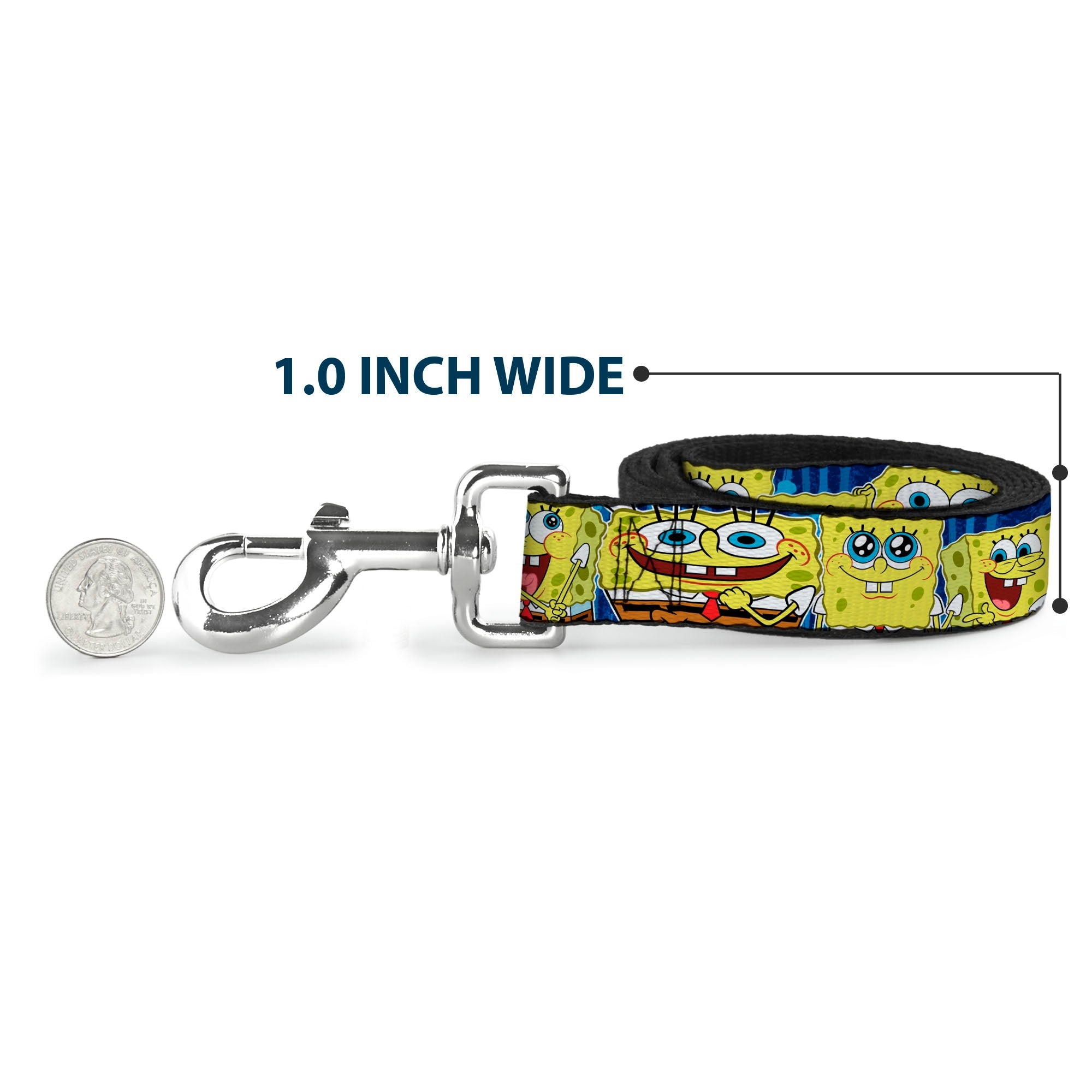 Dog Leash - SpongeBob Expressions Stripe Blue - HT Animal Supply
