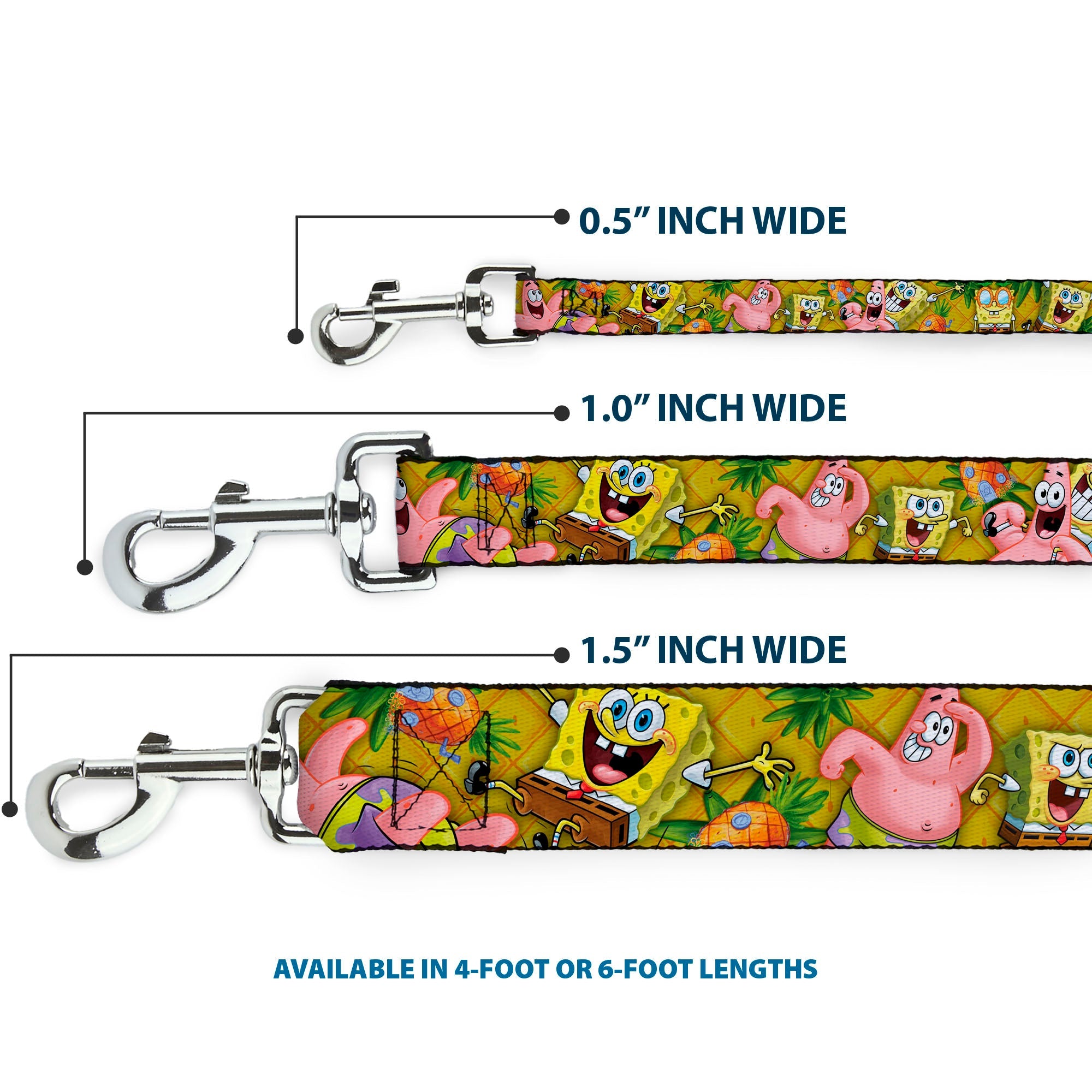 Dog Leash - SpongeBob & Patrick Starfish Poses Pineapple Gold - HT Animal Supply