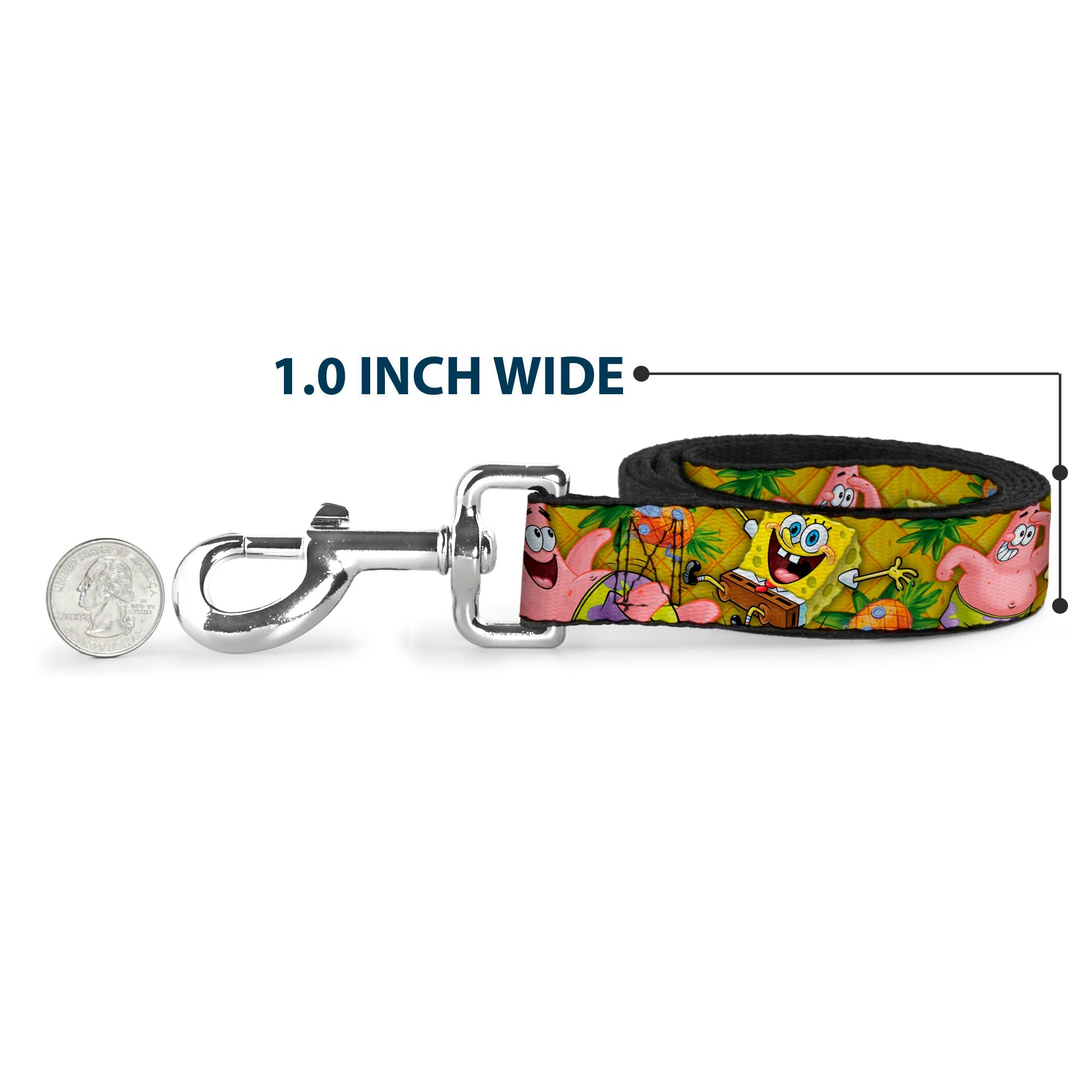 Dog Leash - SpongeBob & Patrick Starfish Poses Pineapple Gold - HT Animal Supply