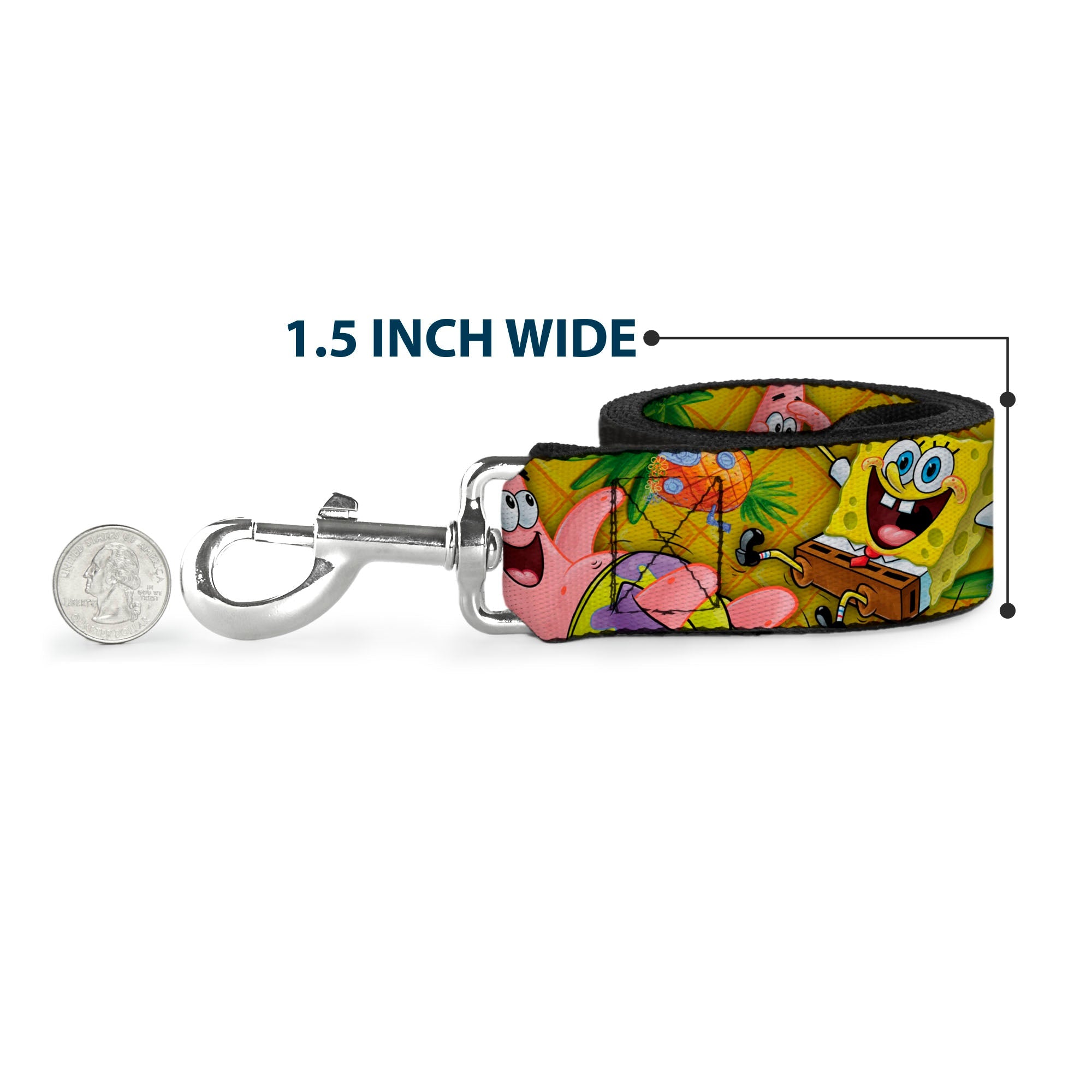 Dog Leash - SpongeBob & Patrick Starfish Poses Pineapple Gold - HT Animal Supply