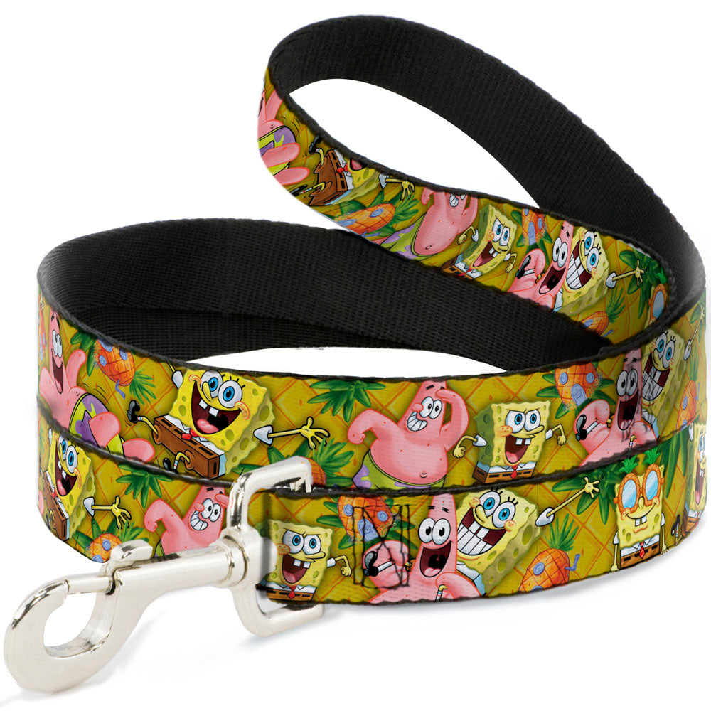 Dog Leash - SpongeBob & Patrick Starfish Poses Pineapple Gold - HT Animal Supply