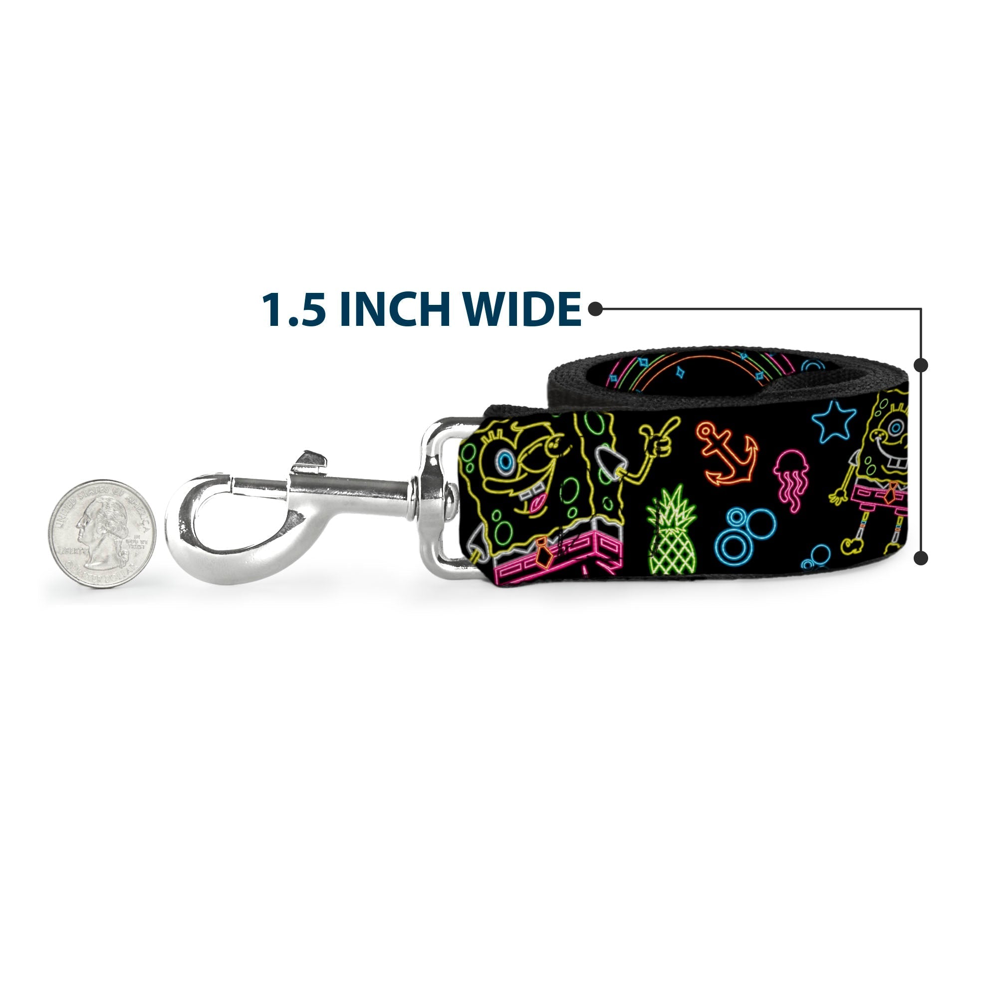 Dog Leash - Electric SpongeBob Poses/Elements Black/Multi Color