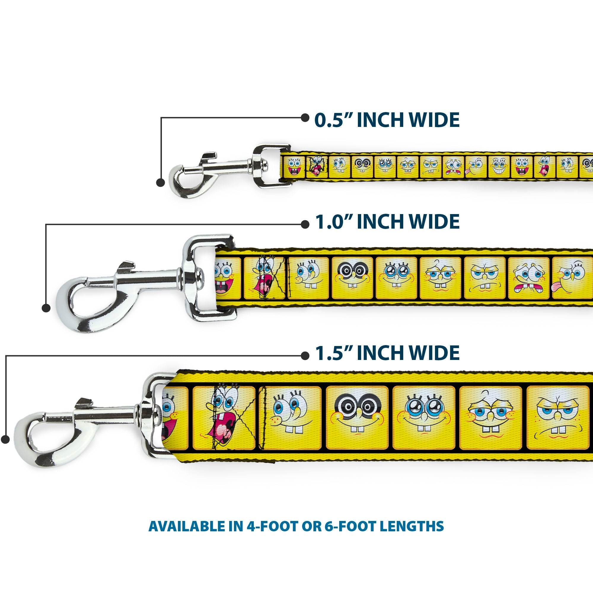 Dog Leash - SpongeBob 10-Expressions Filmstrip Yellows/Black/White