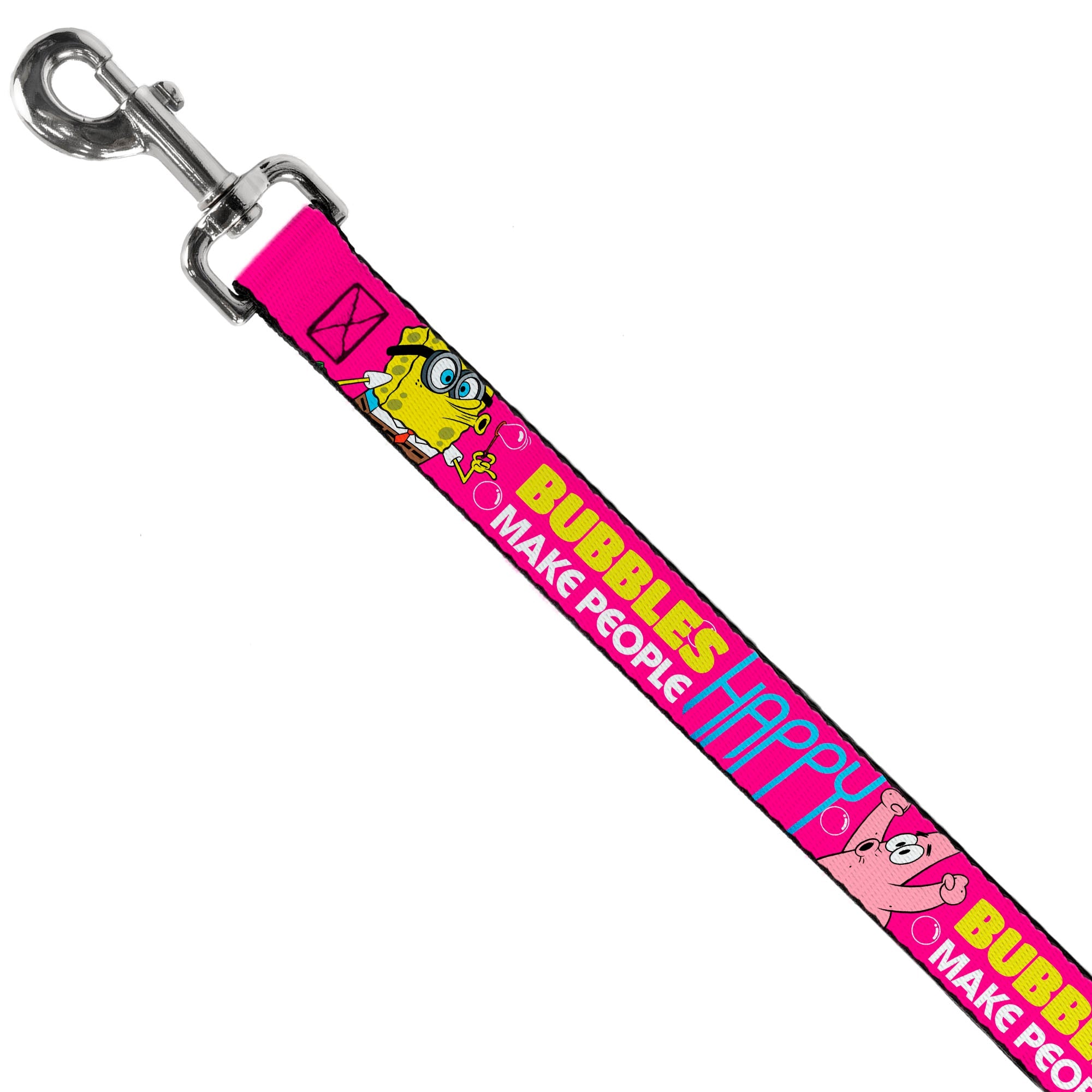 Dog Leash - Patrick Starfish Pose BUBBLES MAKE PEOPLE HAPPY Pink/Yellow/White/Blue - HT Animal Supply