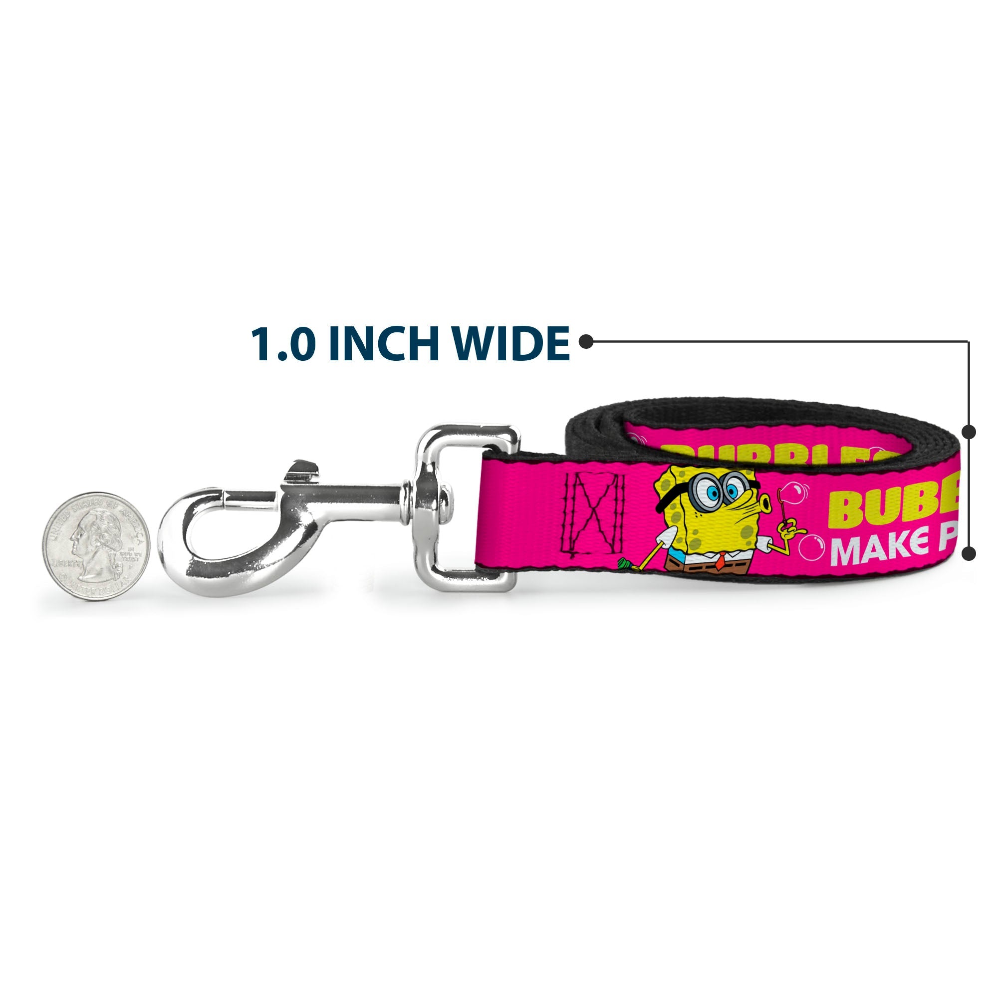 Dog Leash - Patrick Starfish Pose BUBBLES MAKE PEOPLE HAPPY Pink/Yellow/White/Blue - HT Animal Supply