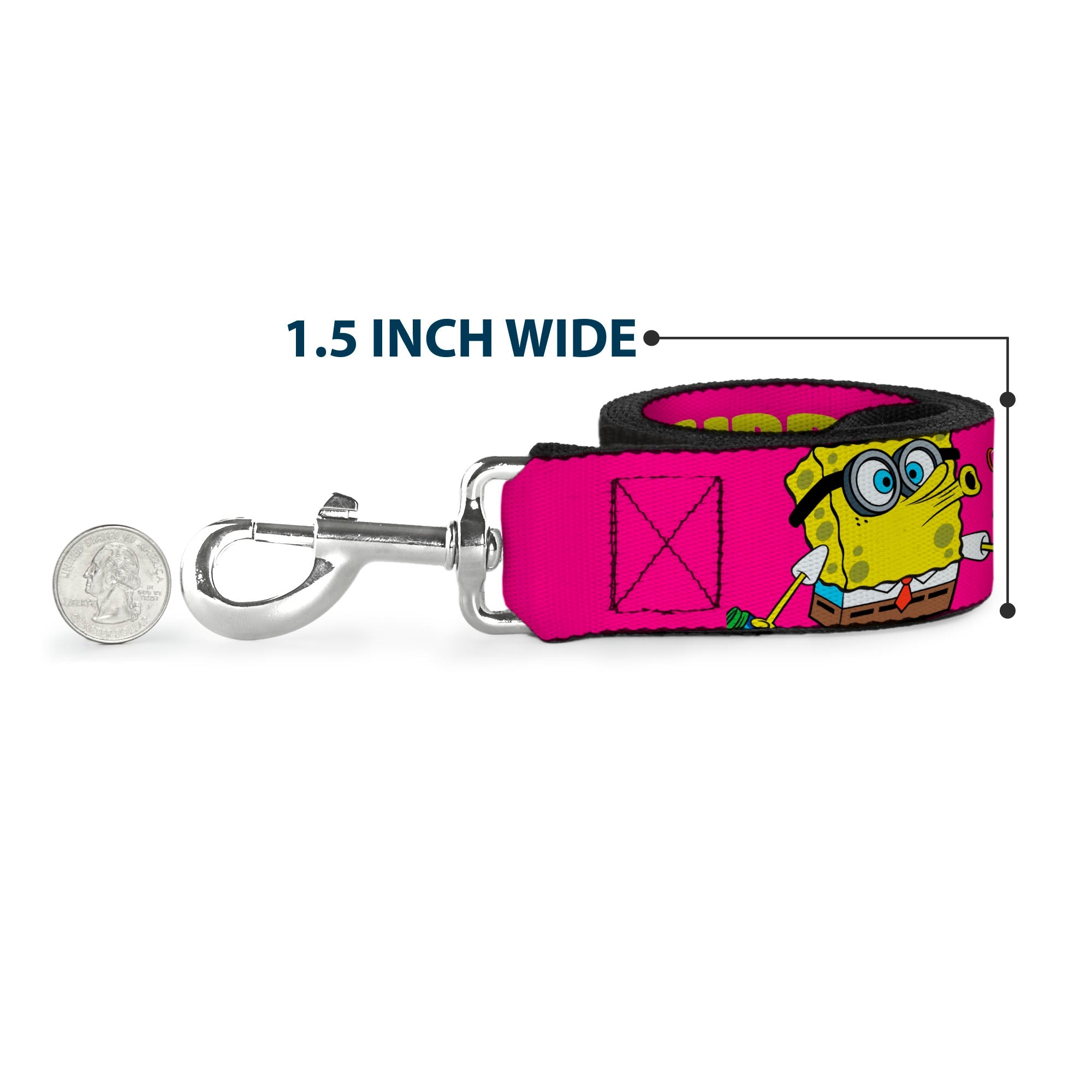 Dog Leash - Patrick Starfish Pose BUBBLES MAKE PEOPLE HAPPY Pink/Yellow/White/Blue - HT Animal Supply