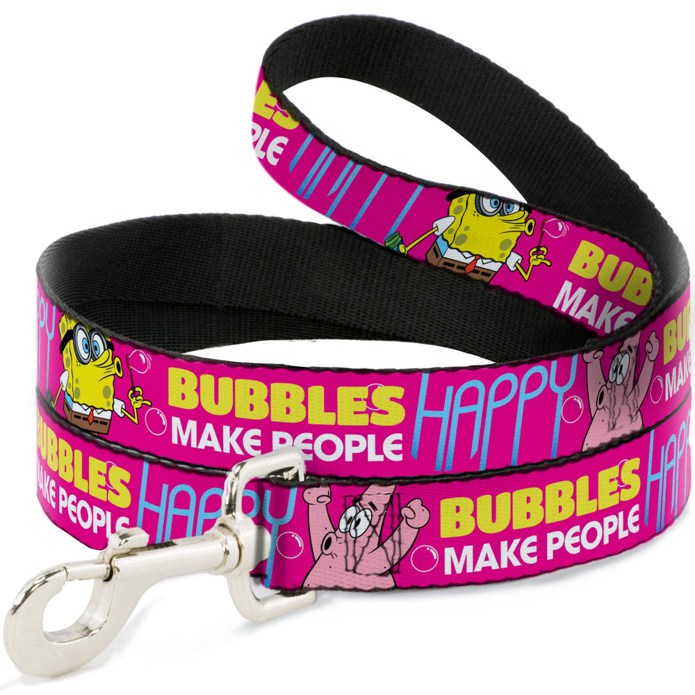 Dog Leash - Patrick Starfish Pose BUBBLES MAKE PEOPLE HAPPY Pink/Yellow/White/Blue - HT Animal Supply