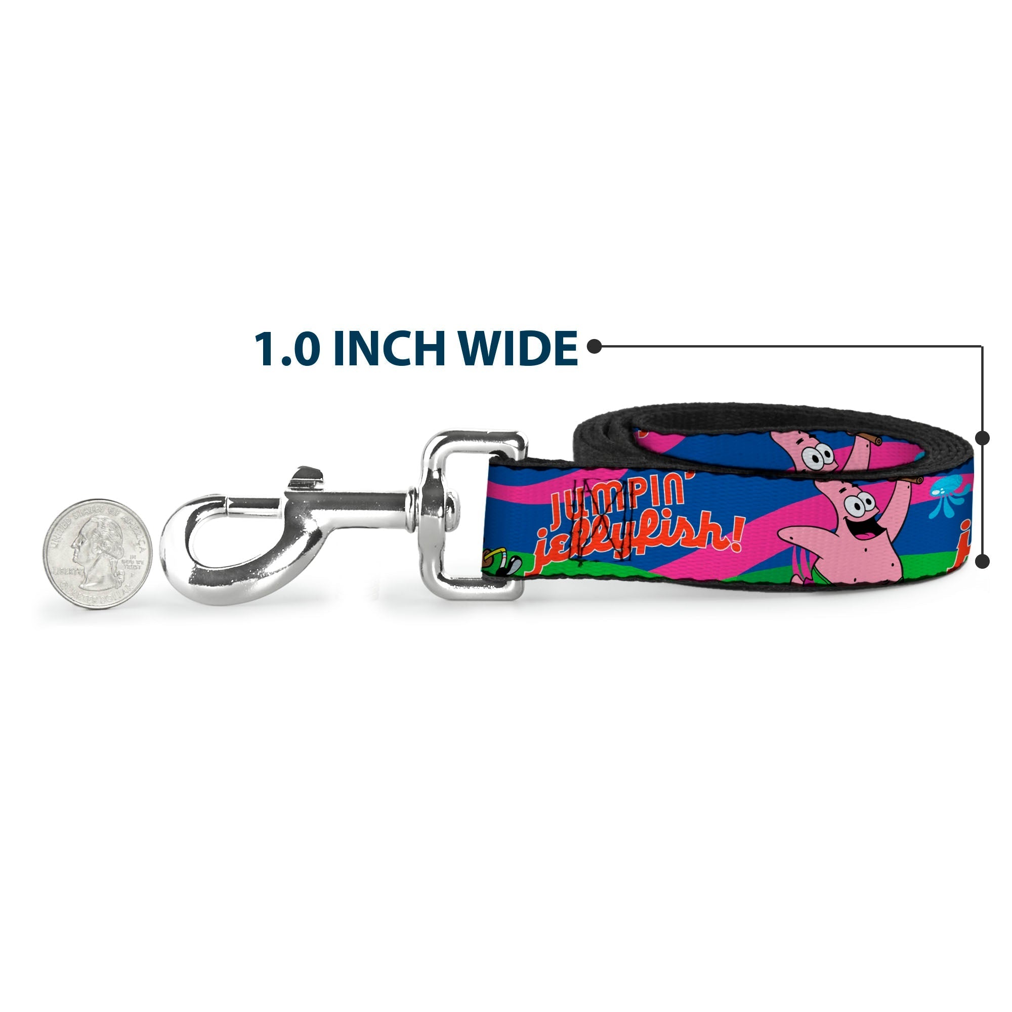 Dog Leash - Nerd SpongeBob & Patrick Starfish Running JUMPIN JELLYFISH! Multi Color/Red