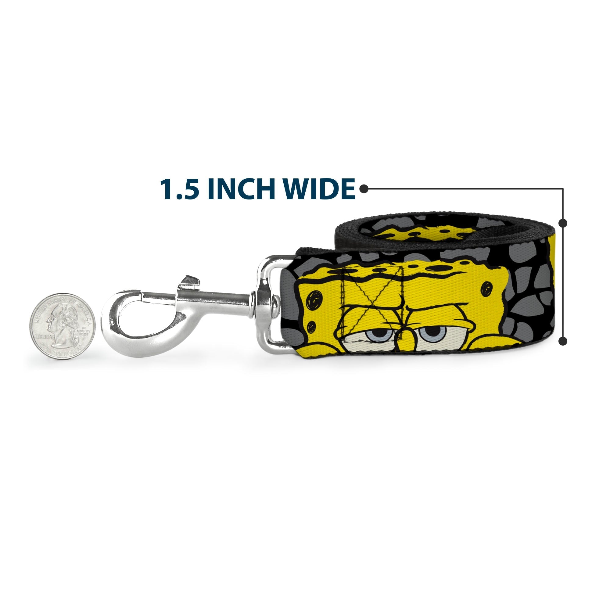 Dog Leash - SpongeBob 4-CLOSE-UP Expressions/Crackle Black/Gray/Yellow 