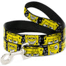 Dog Leash - SpongeBob 4-CLOSE-UP Expressions/Crackle Black/Gray/Yellow