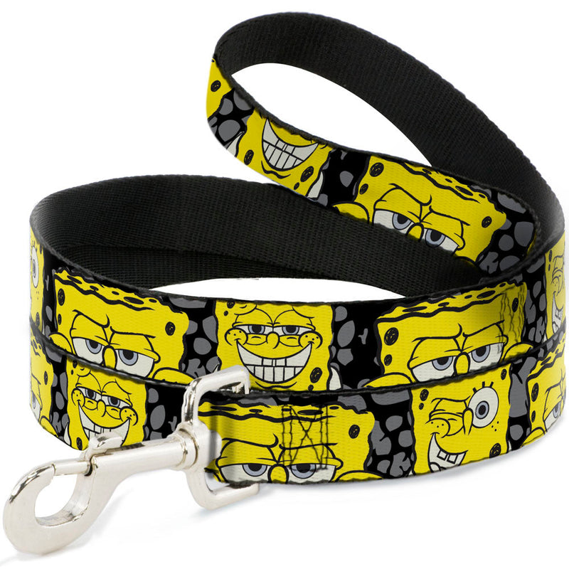 Dog Leash - SpongeBob 4-CLOSE-UP Expressions/Crackle Black/Gray/Yellow 