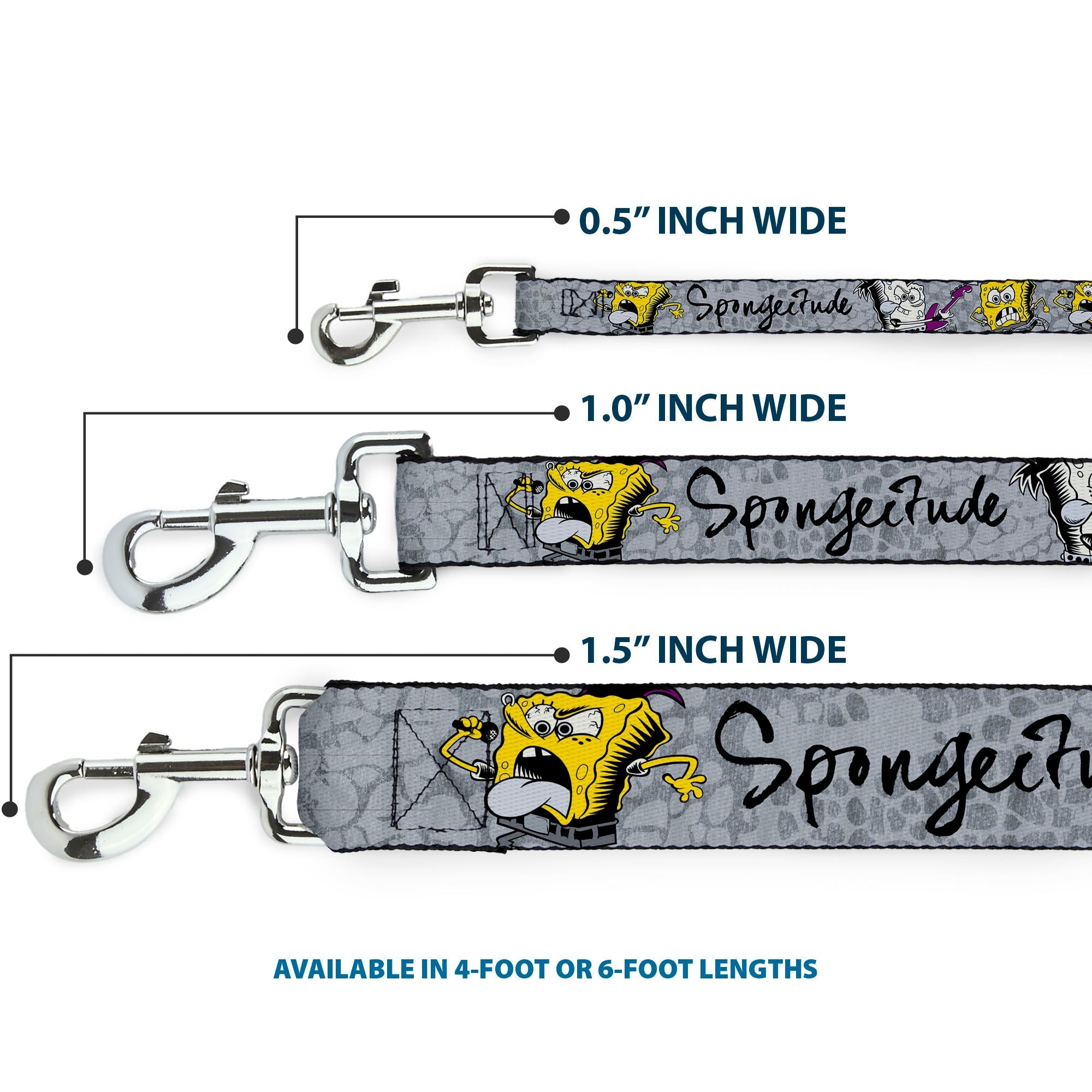 Dog Leash - SpongeBob 3-Poses SPONGEITUDE Grays/Black 