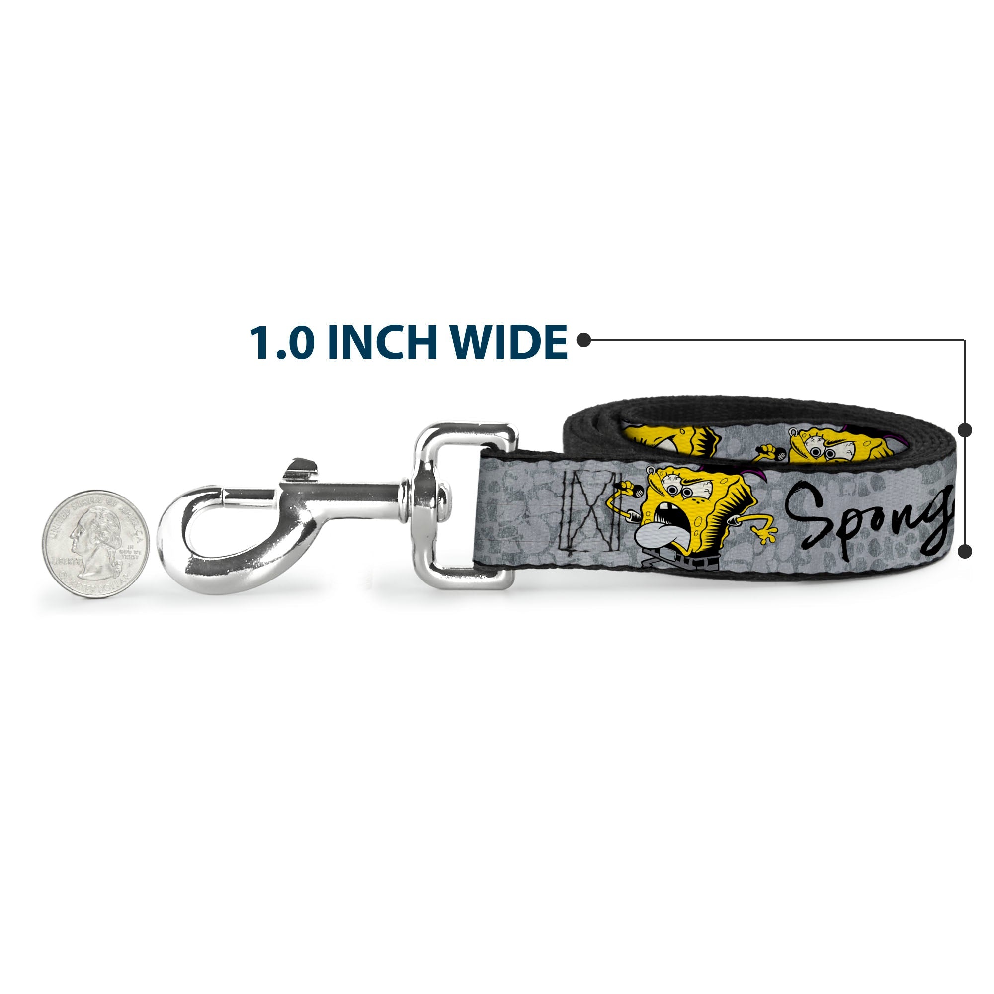 Dog Leash - SpongeBob 3-Poses SPONGEITUDE Grays/Black 
