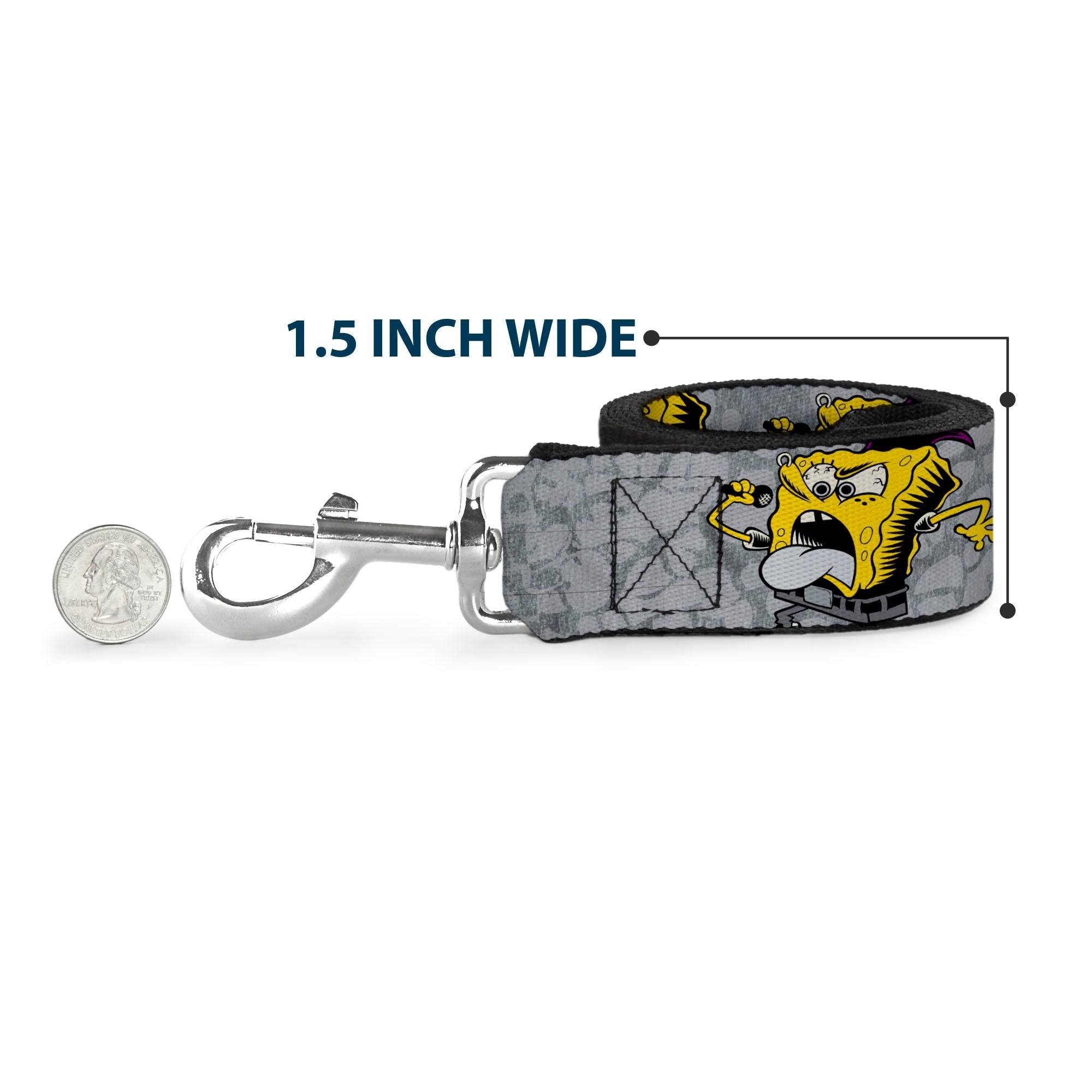 Dog Leash - SpongeBob 3-Poses SPONGEITUDE Grays/Black 