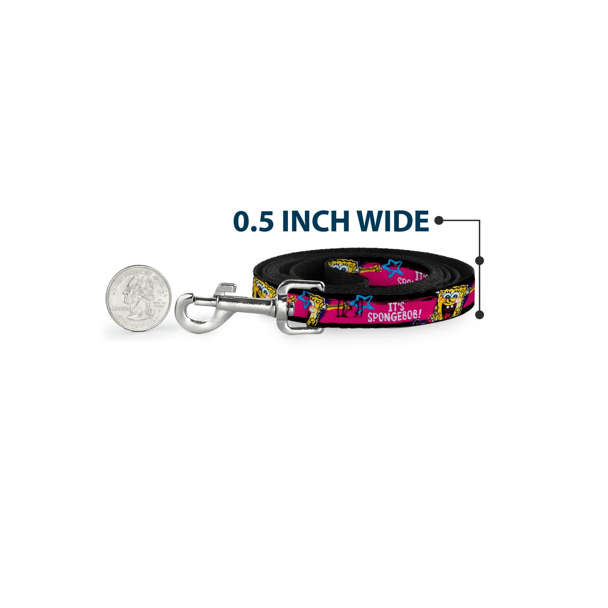 Dog Leash - SpongeBob Pose ITS SPONGEBOB! Stripe Black/Pink/Blue/White