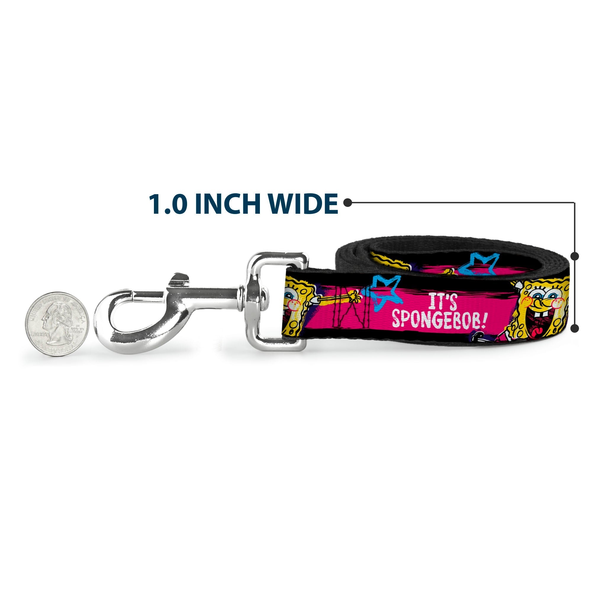 Dog Leash - SpongeBob Pose ITS SPONGEBOB! Stripe Black/Pink/Blue/White