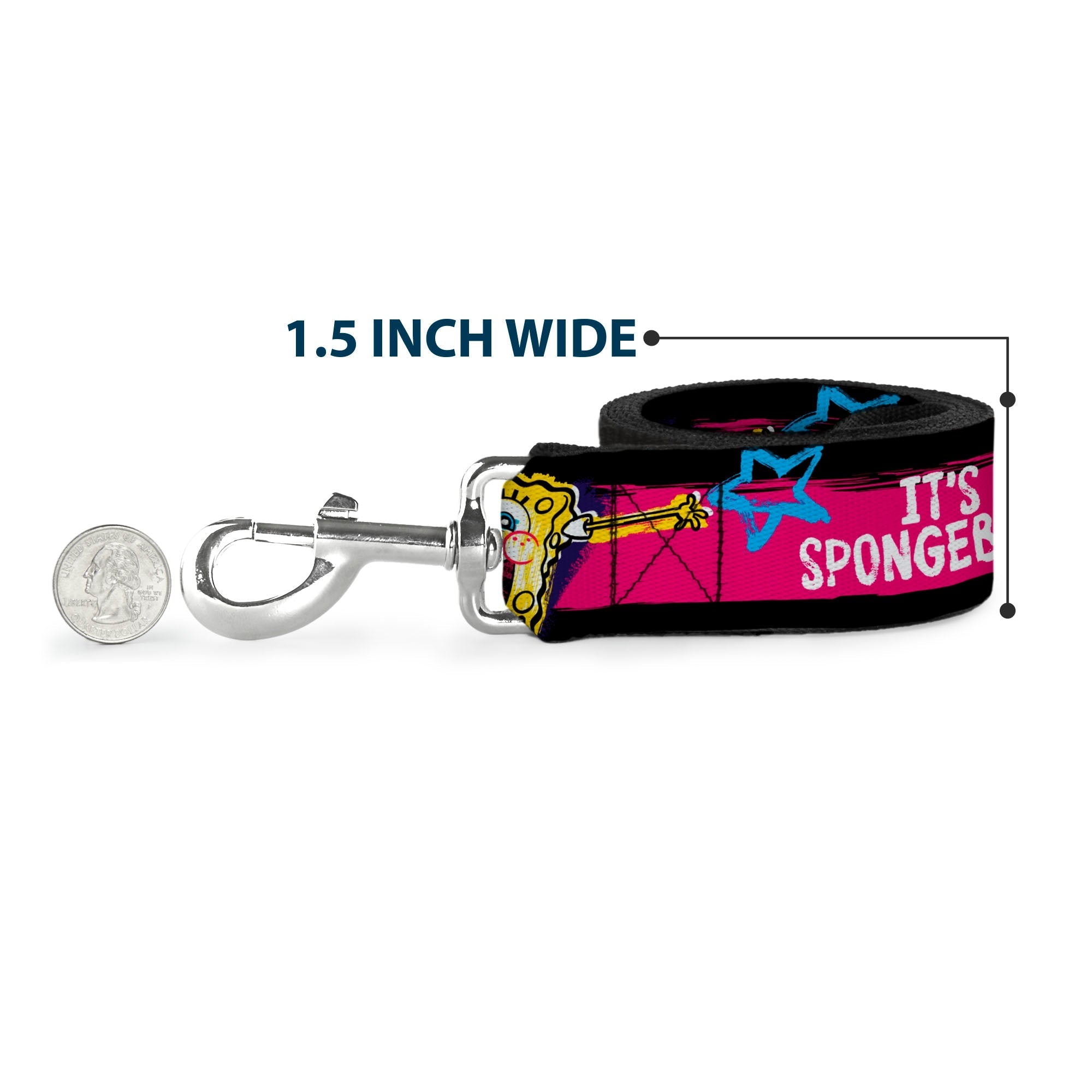 Dog Leash - SpongeBob Pose ITS SPONGEBOB! Stripe Black/Pink/Blue/White
