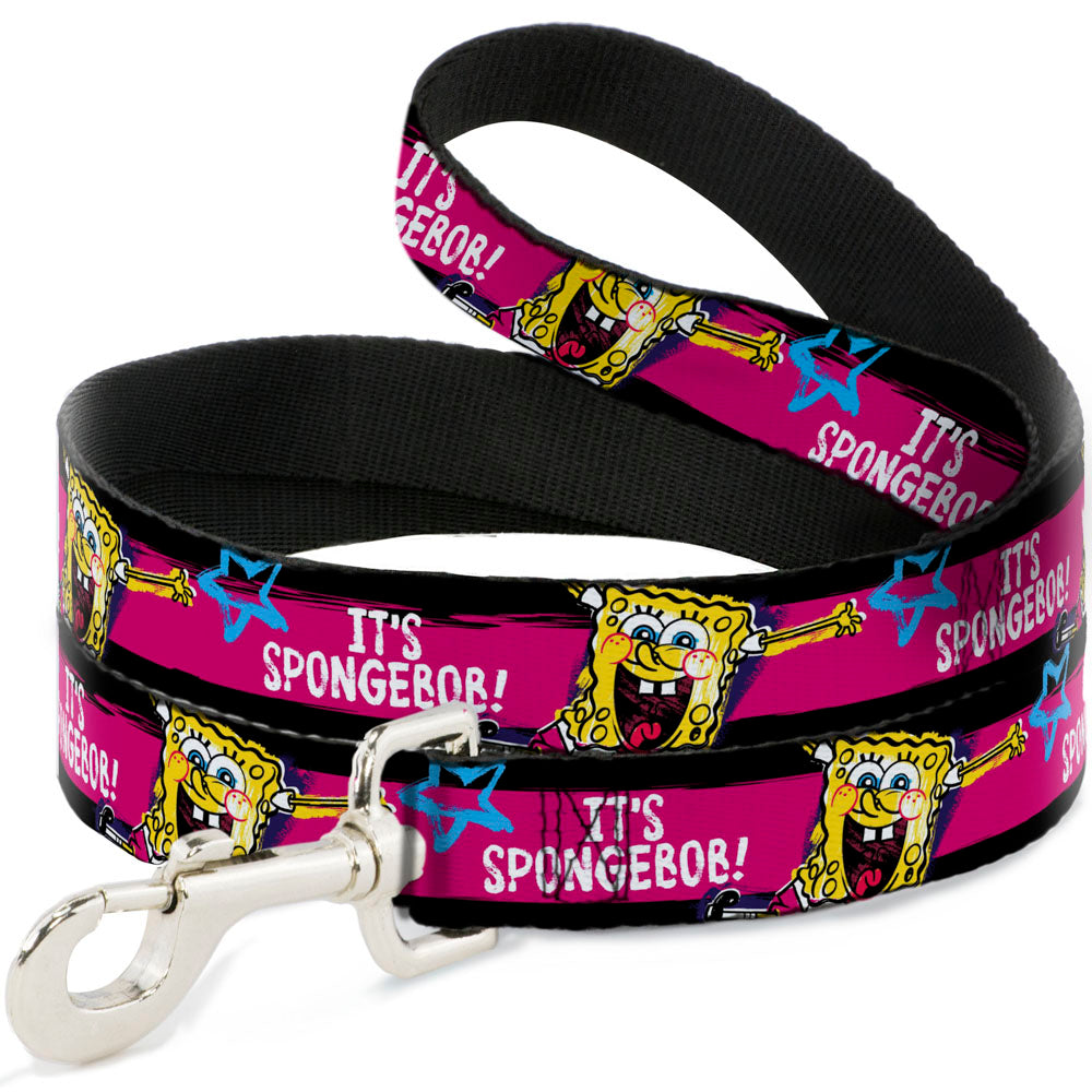 Dog Leash - SpongeBob Pose ITS SPONGEBOB! Stripe Black/Pink/Blue/White