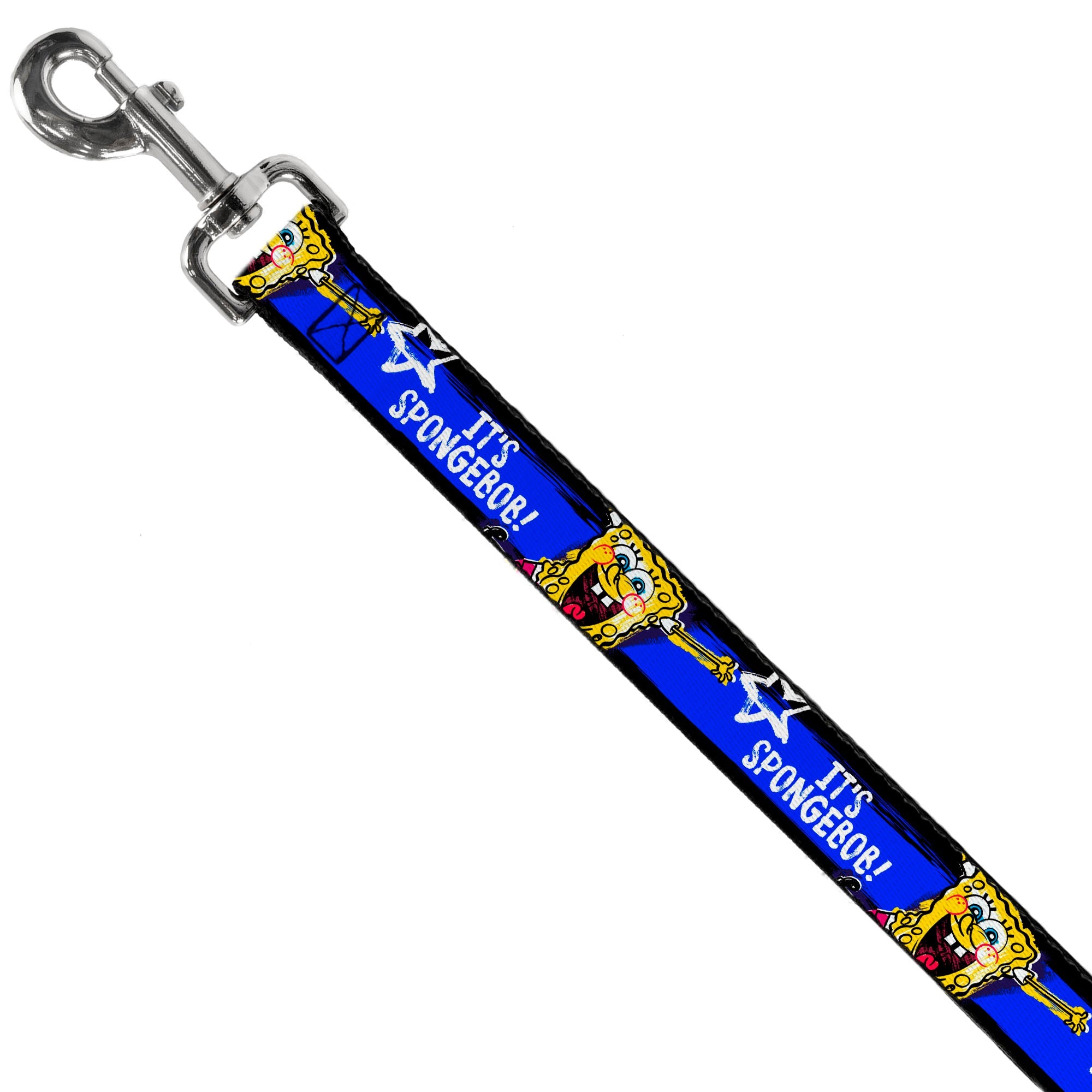 Dog Leash - SpongeBob Pose ITS SPONGEBOB! Stripe Black/Blue/White - HT Animal Supply