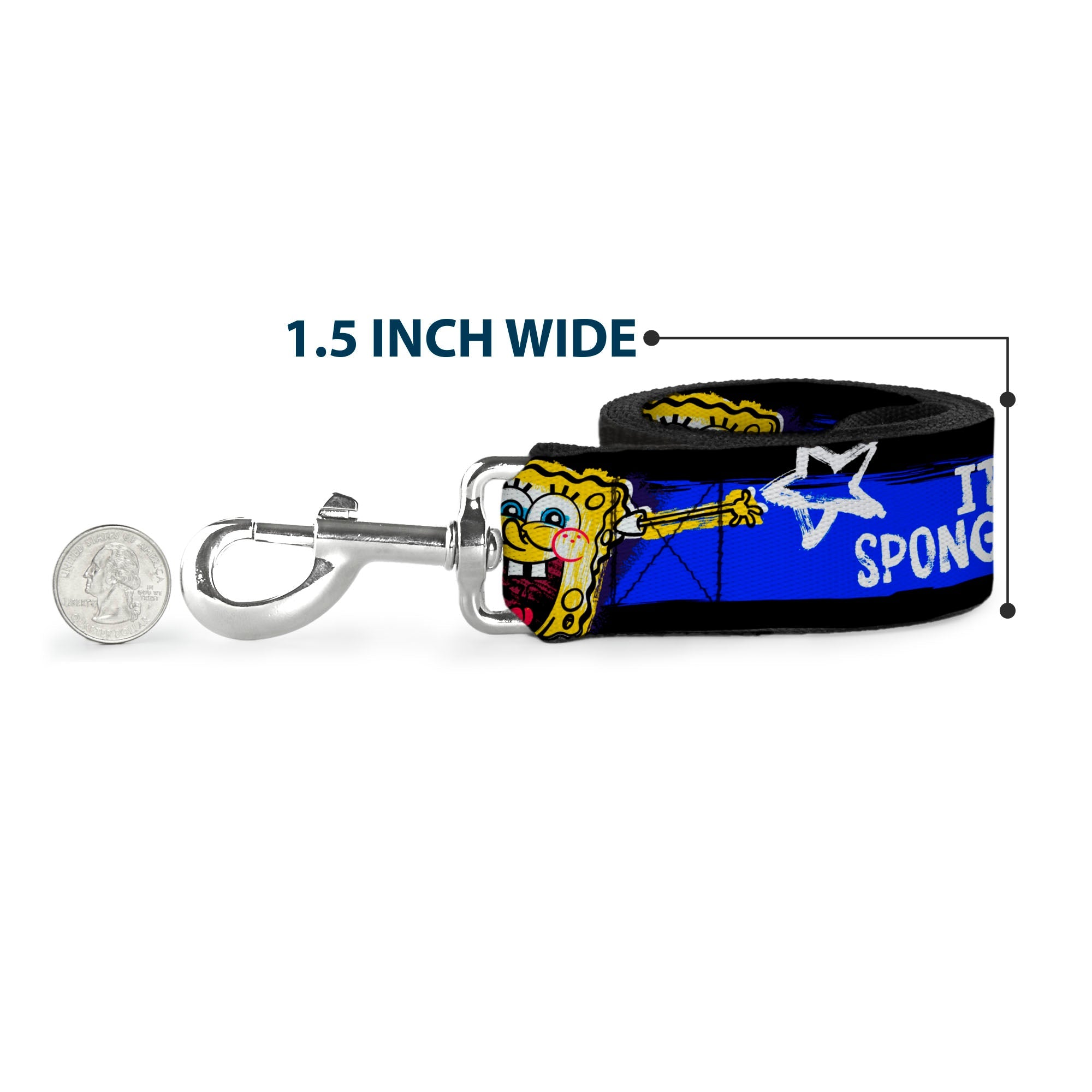 Dog Leash - SpongeBob Pose ITS SPONGEBOB! Stripe Black/Blue/White - HT Animal Supply
