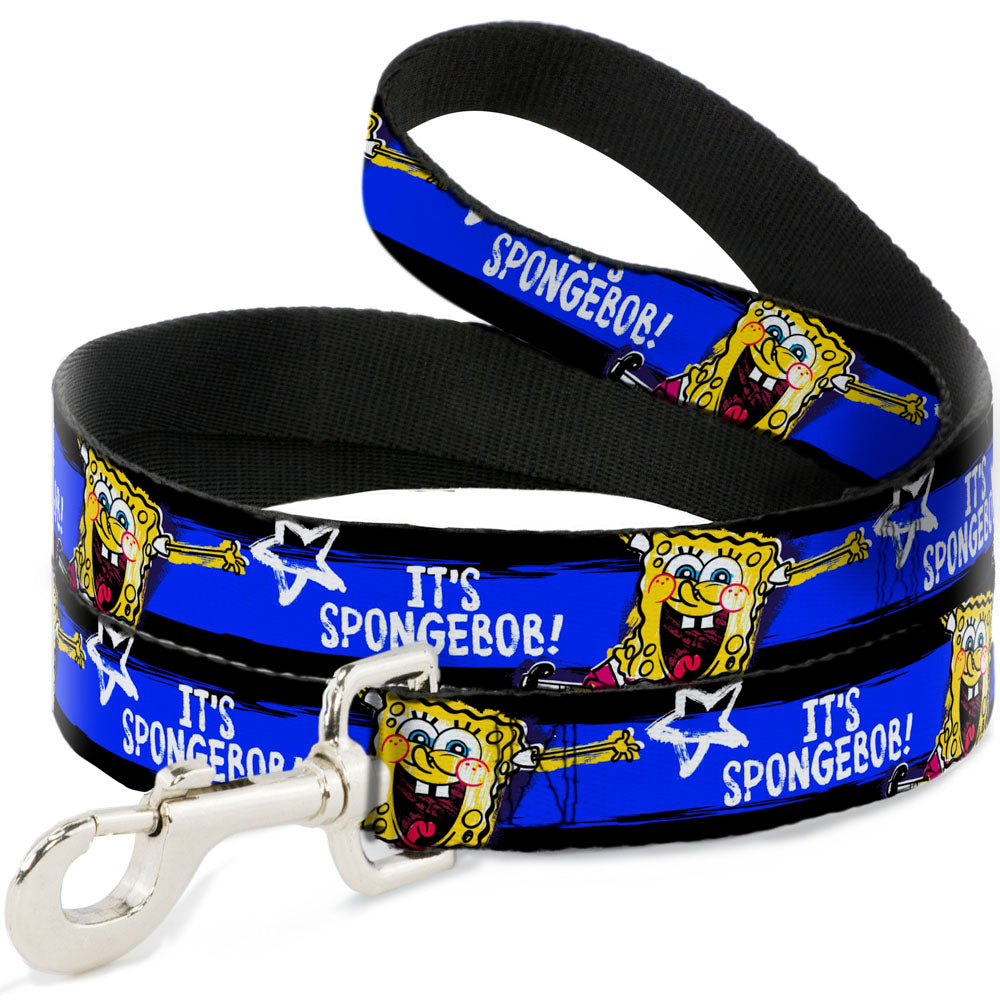 Dog Leash - SpongeBob Pose ITS SPONGEBOB! Stripe Black/Blue/White - HT Animal Supply