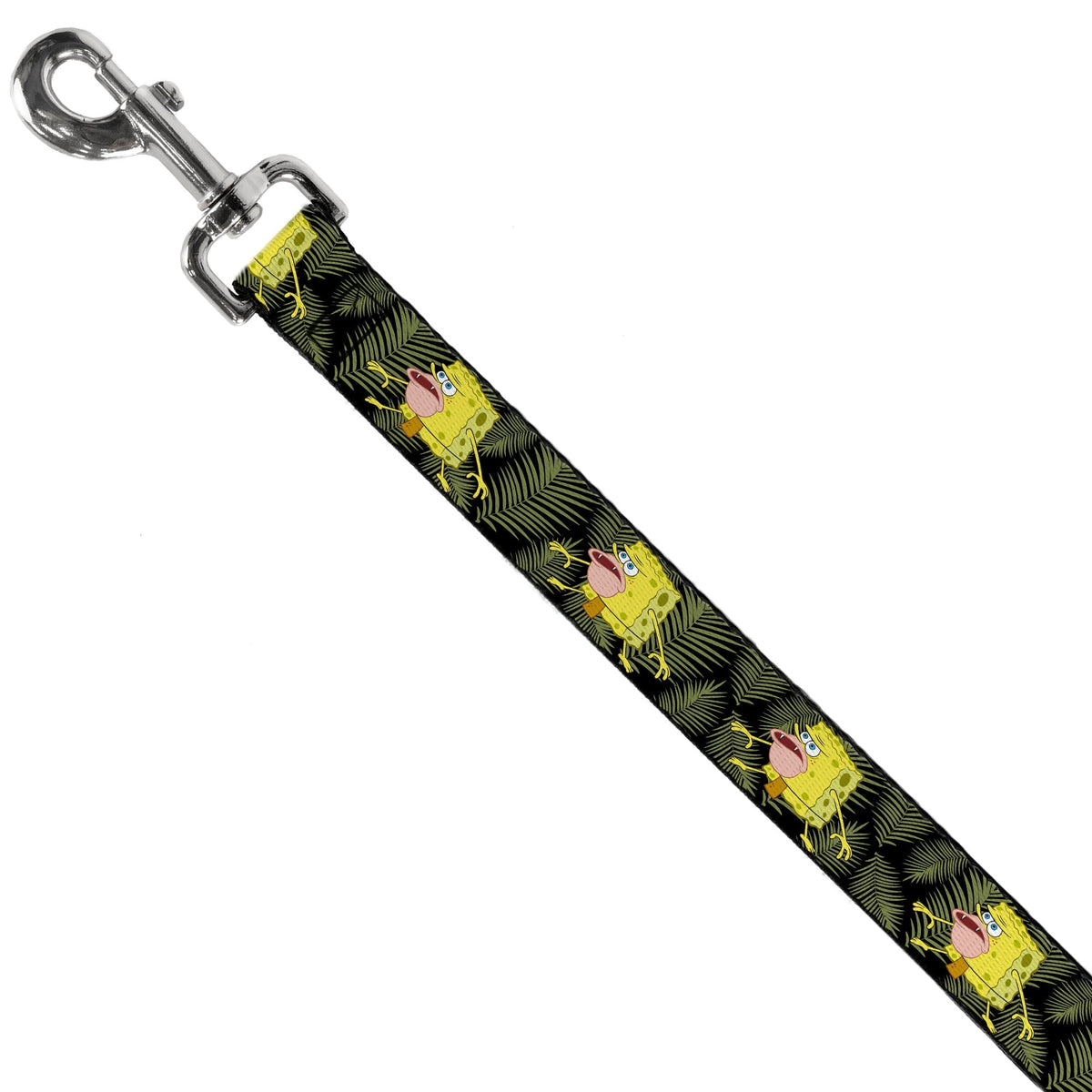 Dog Leash - Primitive Sponge Pose/Leaves Black/Green 