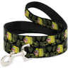 Dog Leash - Primitive Sponge Pose/Leaves Black/Green