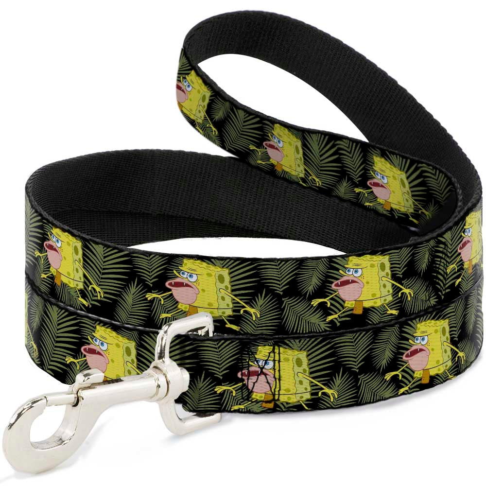 Dog Leash - Primitive Sponge Pose/Leaves Black/Green 