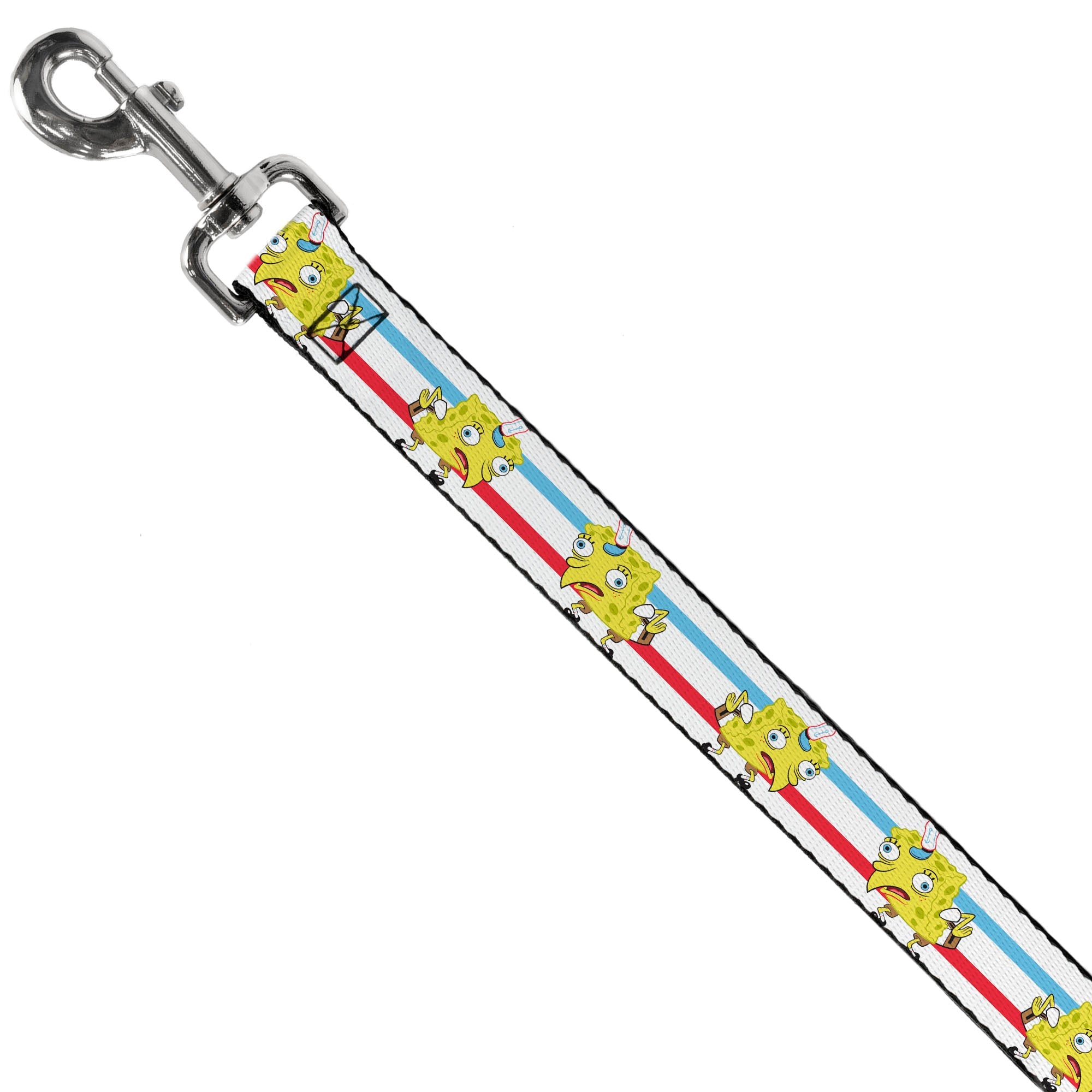Dog Leash - Mocking SpongeBob Pose Stripe White/Blue/Red - HT Animal Supply
