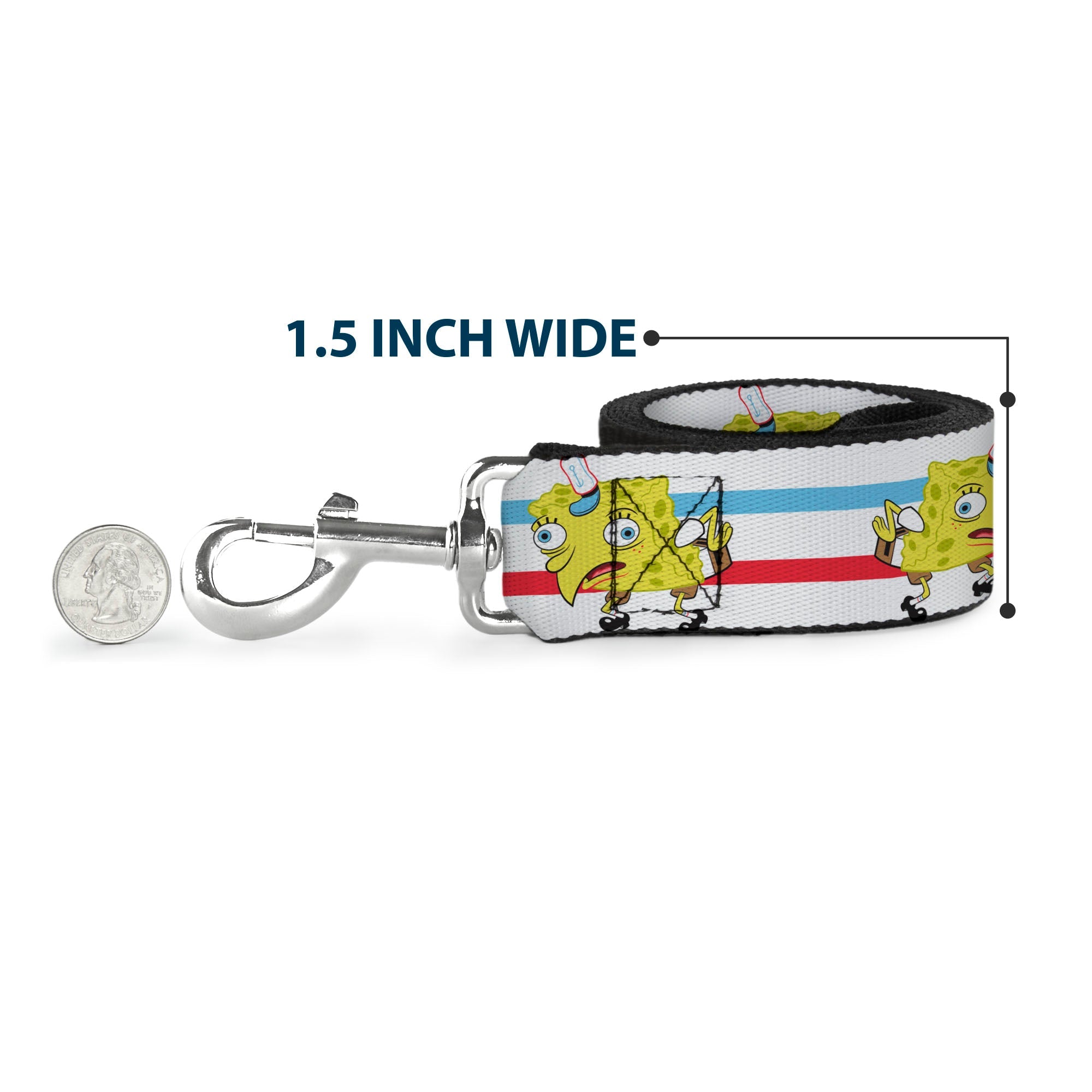 Dog Leash - Mocking SpongeBob Pose Stripe White/Blue/Red - HT Animal Supply