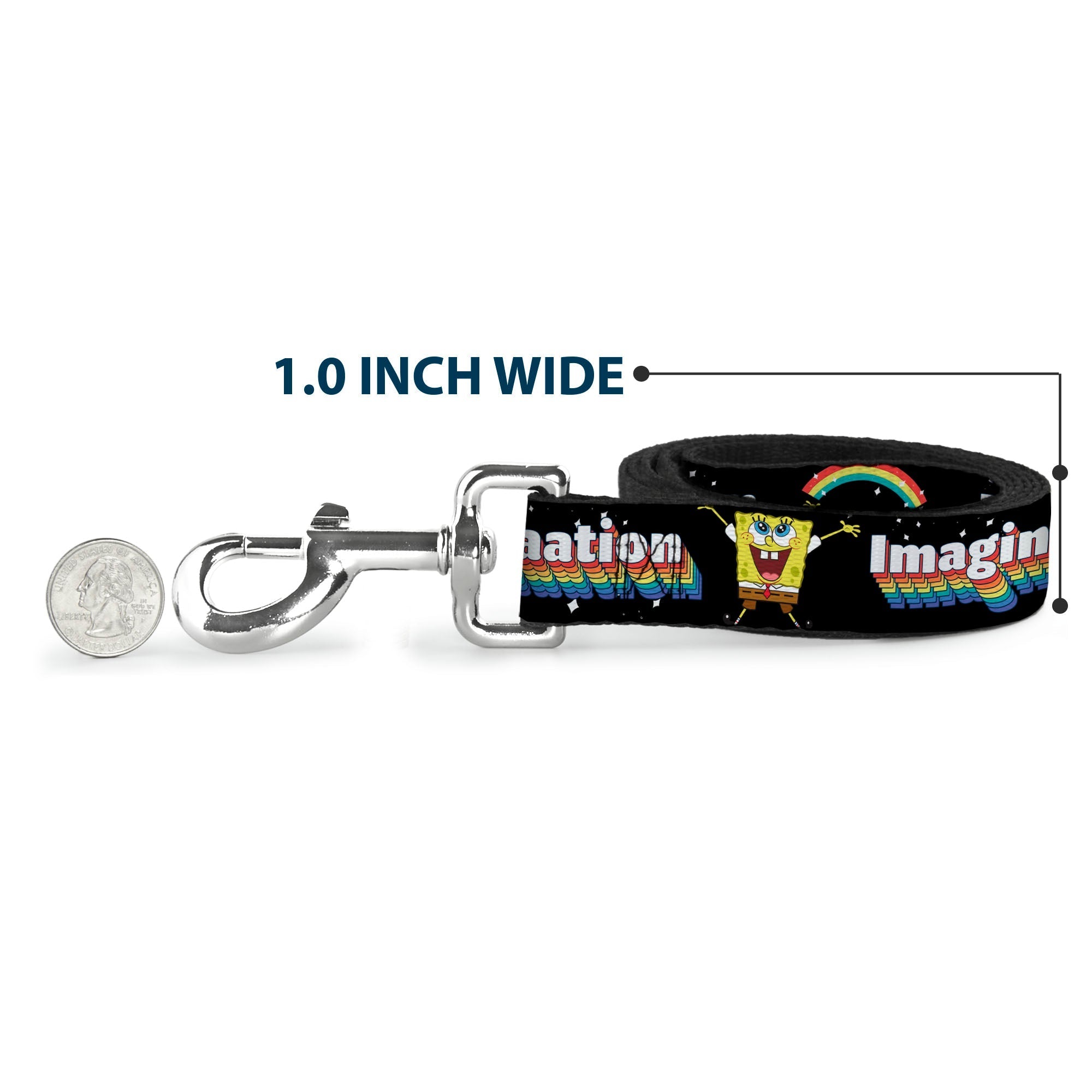 Dog Leash - SpongeBob Arms Up Rainbow Pose/IMAGINAAATION Black/Multi Color