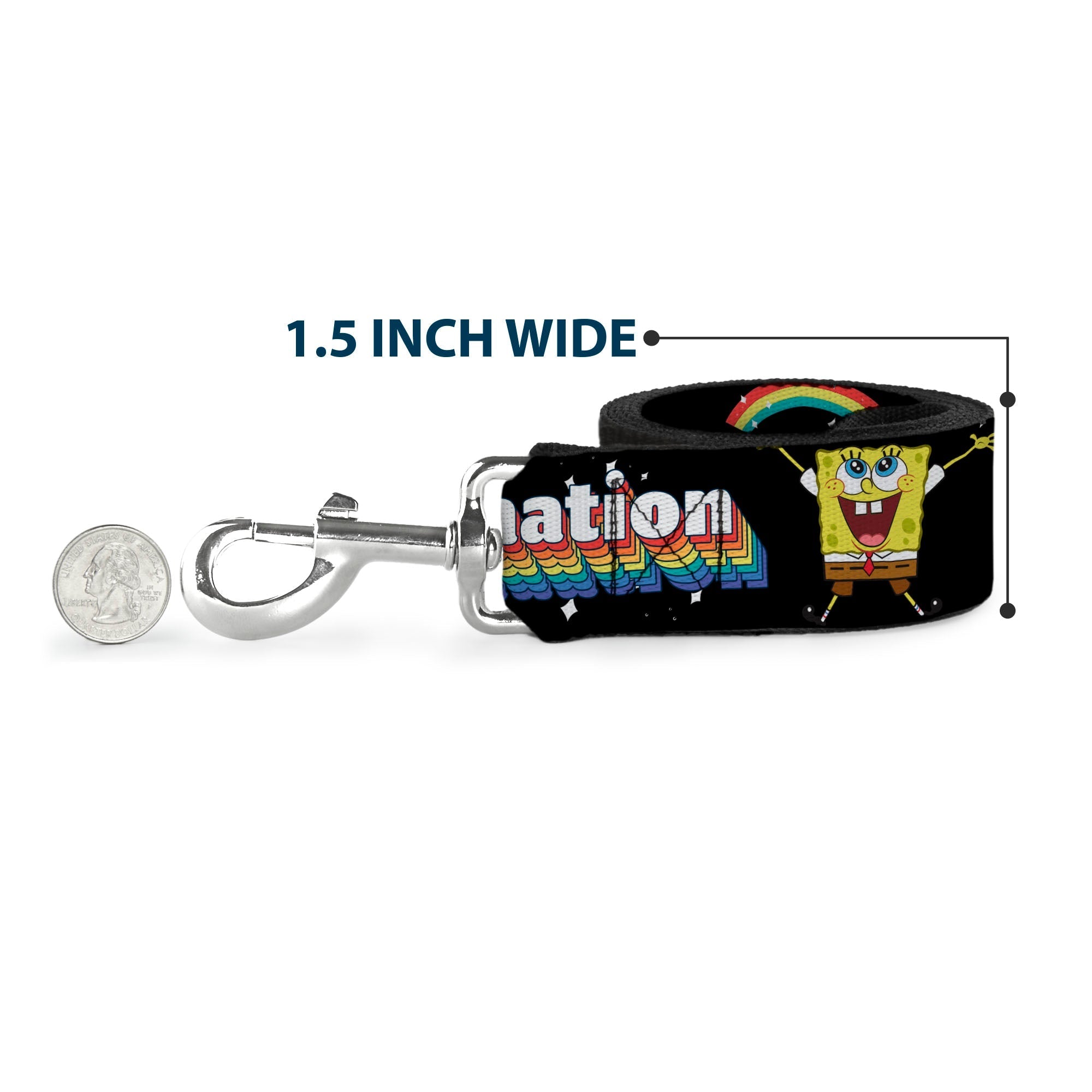 Dog Leash - SpongeBob Arms Up Rainbow Pose/IMAGINAAATION Black/Multi Color
