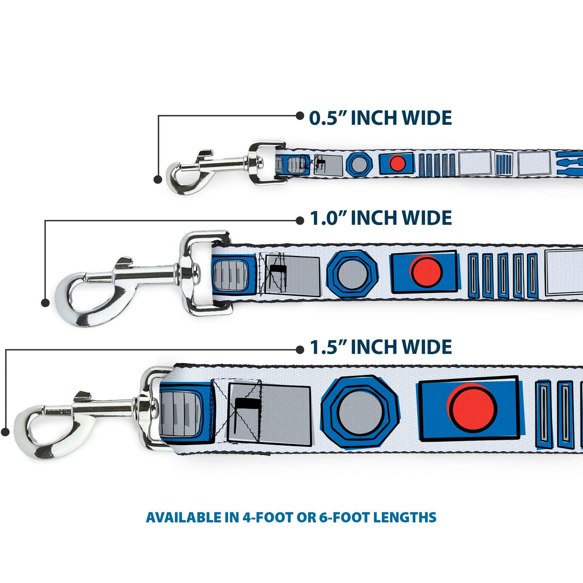 Dog Leash - Star Wars R2-D2 Bounding Parts4 White/Black/Blue/Gray/Red 