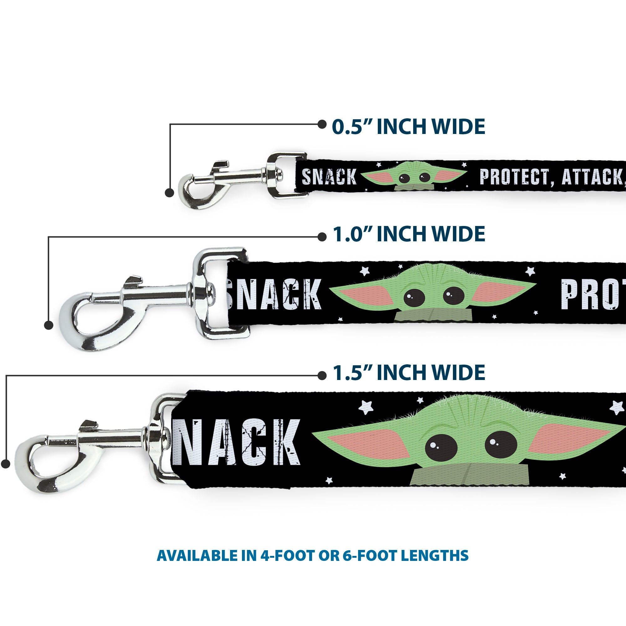 Dog Leash - Star Wars The Child Chibi Face PROTECT ATTACK SNACK Black/White