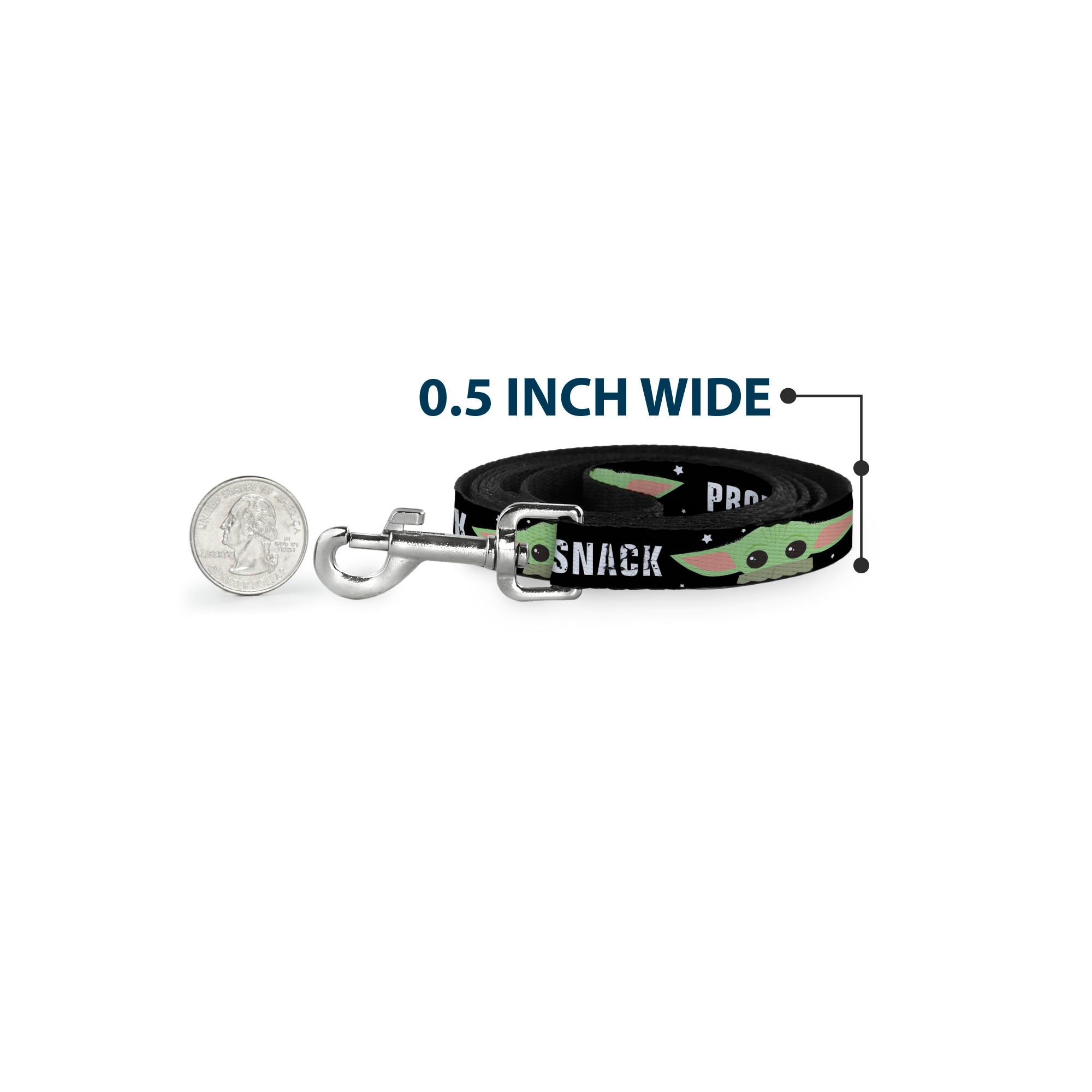 Dog Leash - Star Wars The Child Chibi Face PROTECT ATTACK SNACK Black/White