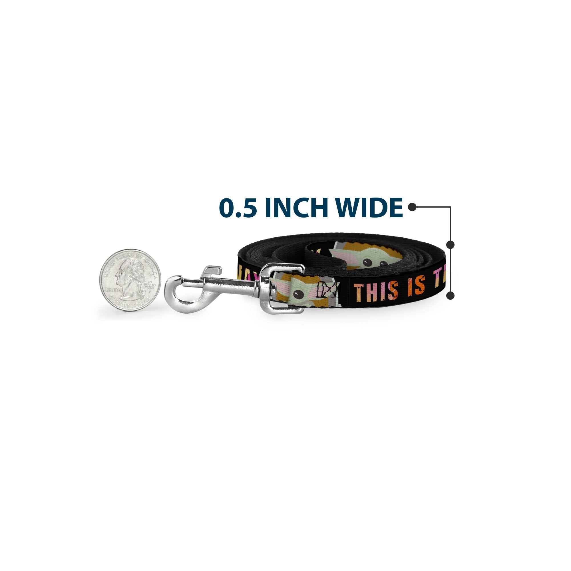 Dog Leash - Star Wars The Child Chibi Pod Pose THIS IS THE WAY Black/Multi Color - HT Animal Supply