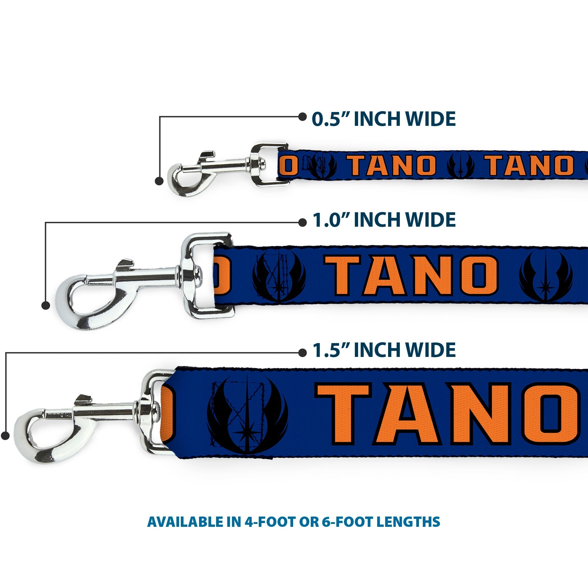 Dog Leash - Star Wars Jedi Order Insignia/TANO Text Blues/Orange