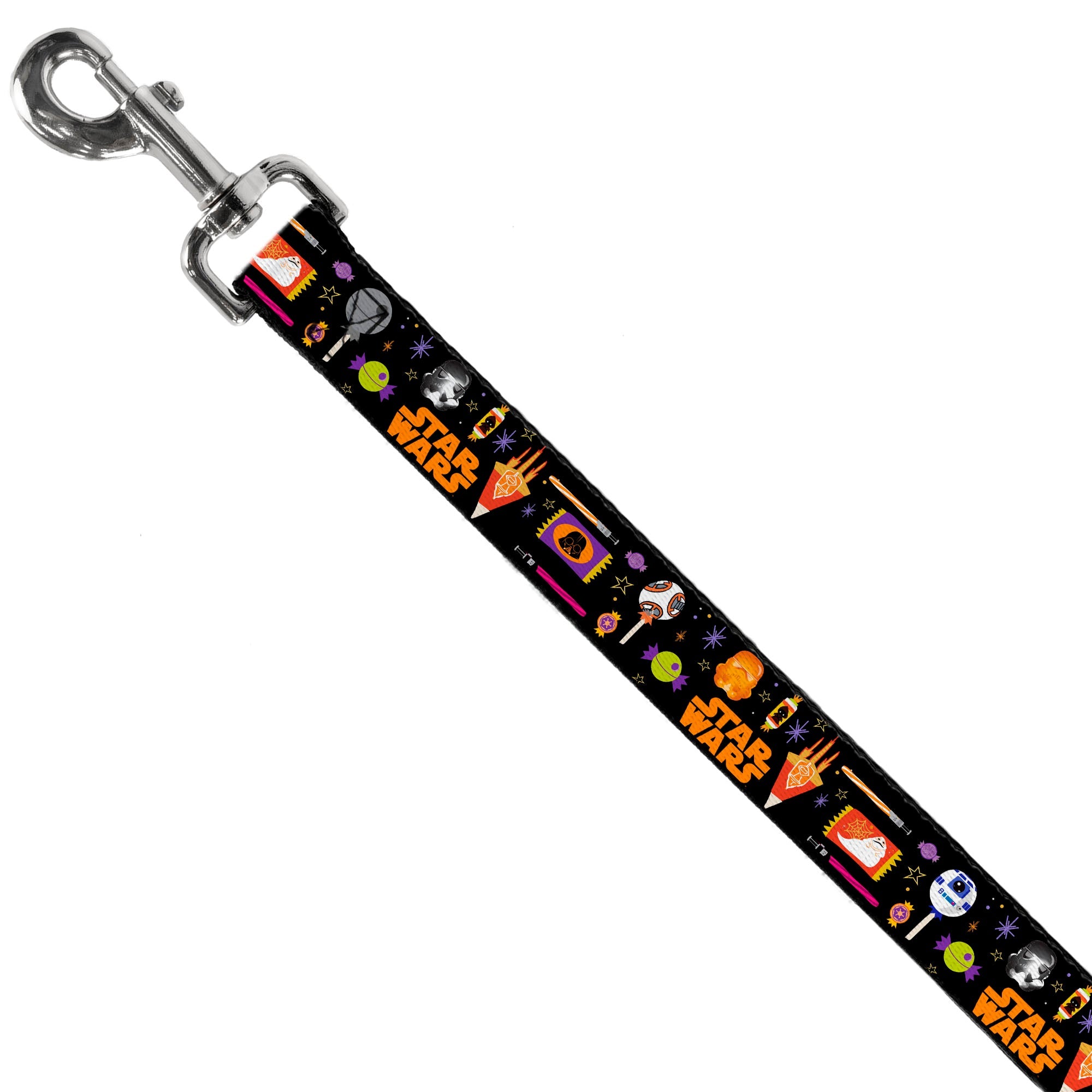 Dog Leash - Star Wars Festive Candy Icons Collage Black/Multi Color - HT Animal Supply