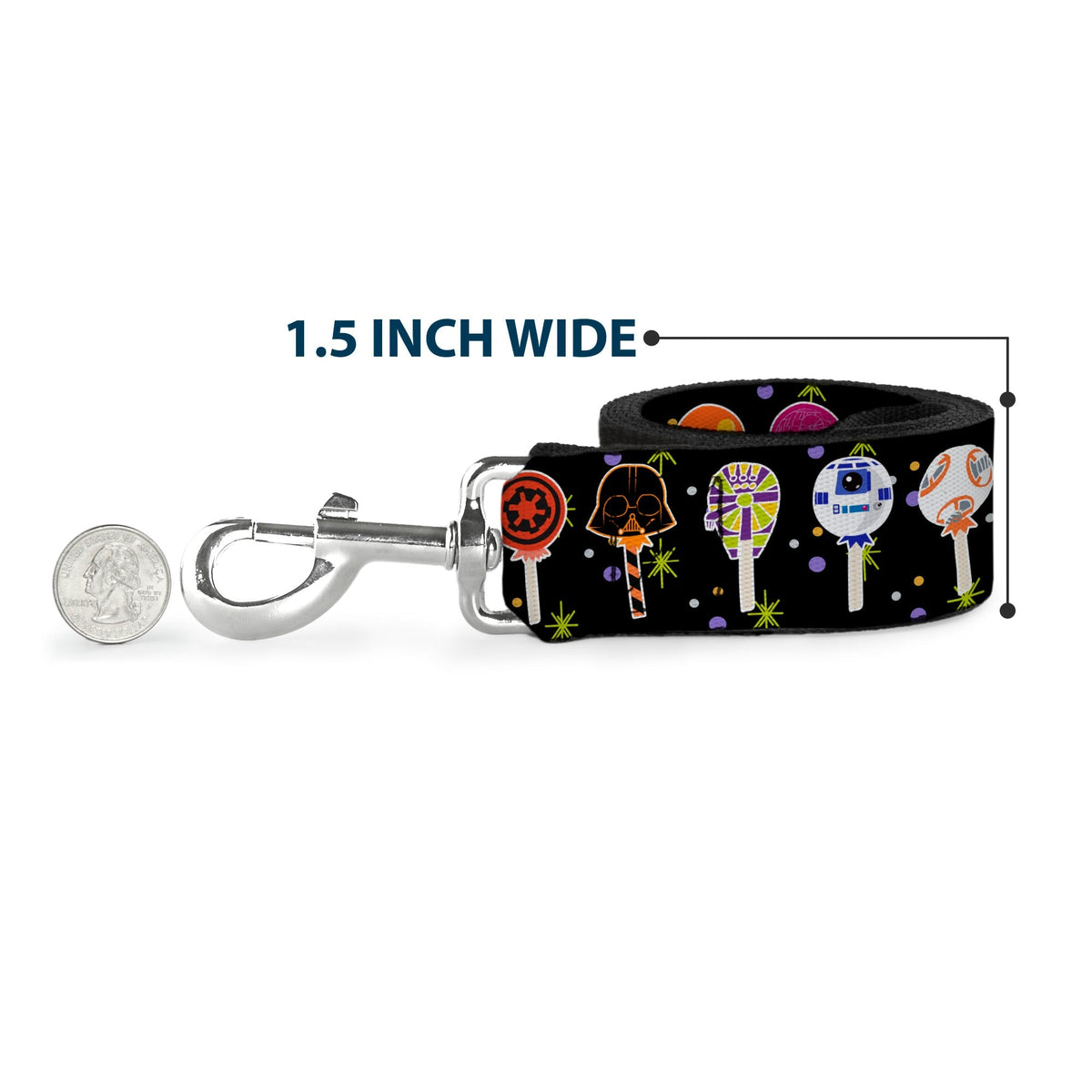 Dog Leash - Star Wars Festive Lollipop Icons Black/Multi Color 
