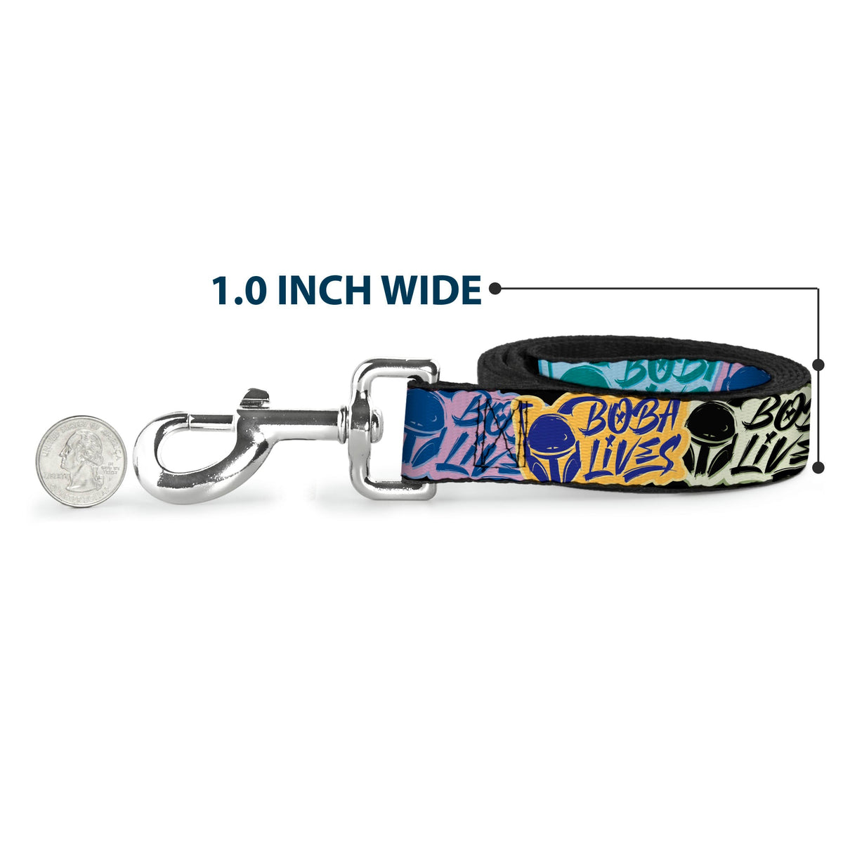 Dog Leash - Boba Fett BOBA LIVES Graffiti Stacked Multi Color - HT Animal Supply