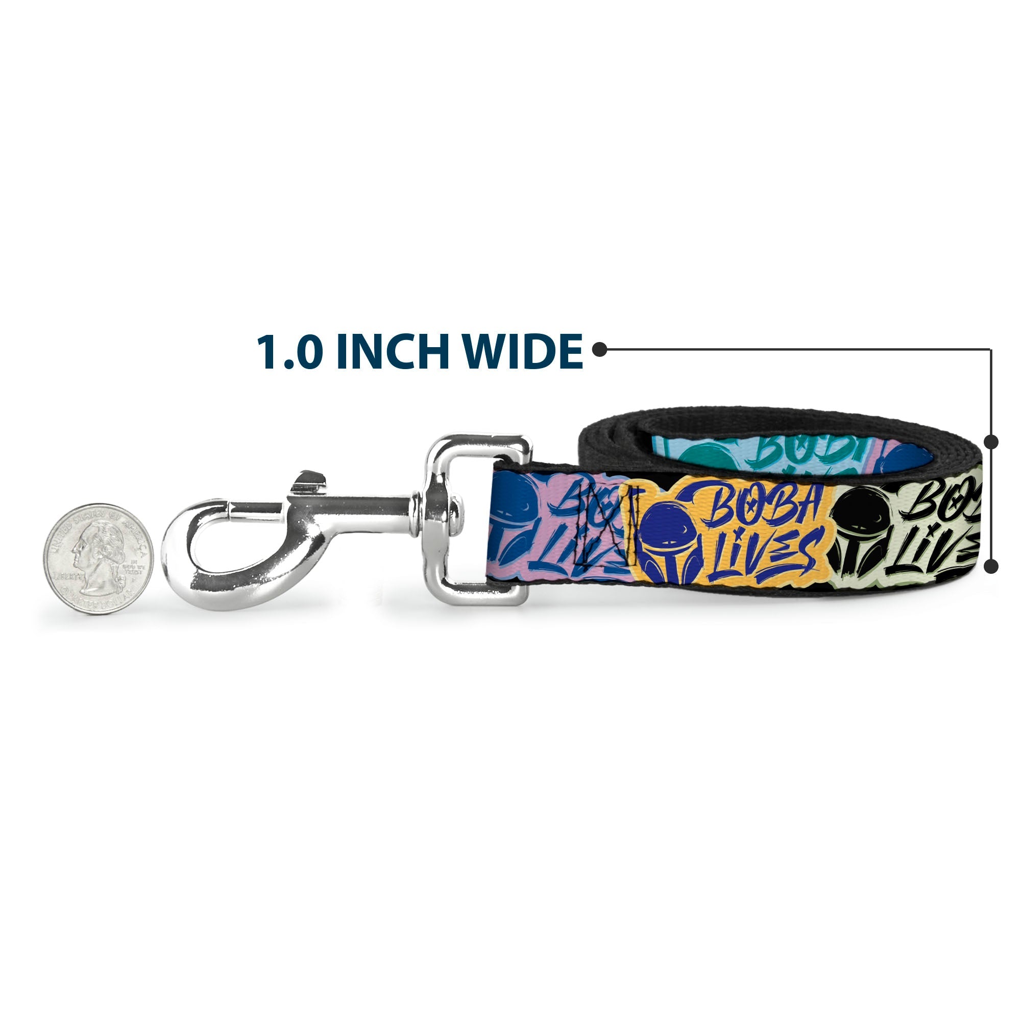 Dog Leash - Boba Fett BOBA LIVES Graffiti Stacked Multi Color - HT Animal Supply