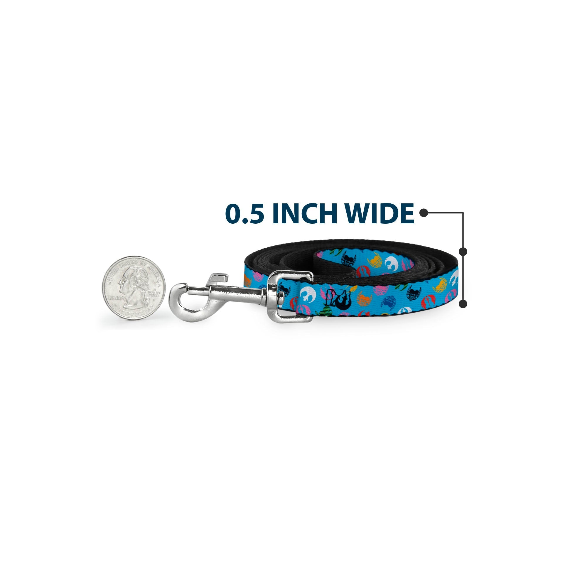 Dog Leash - Star Wars Jedi Order and Rebel Alliance Icons Scattered Blue/Multi Color - HT Animal Supply