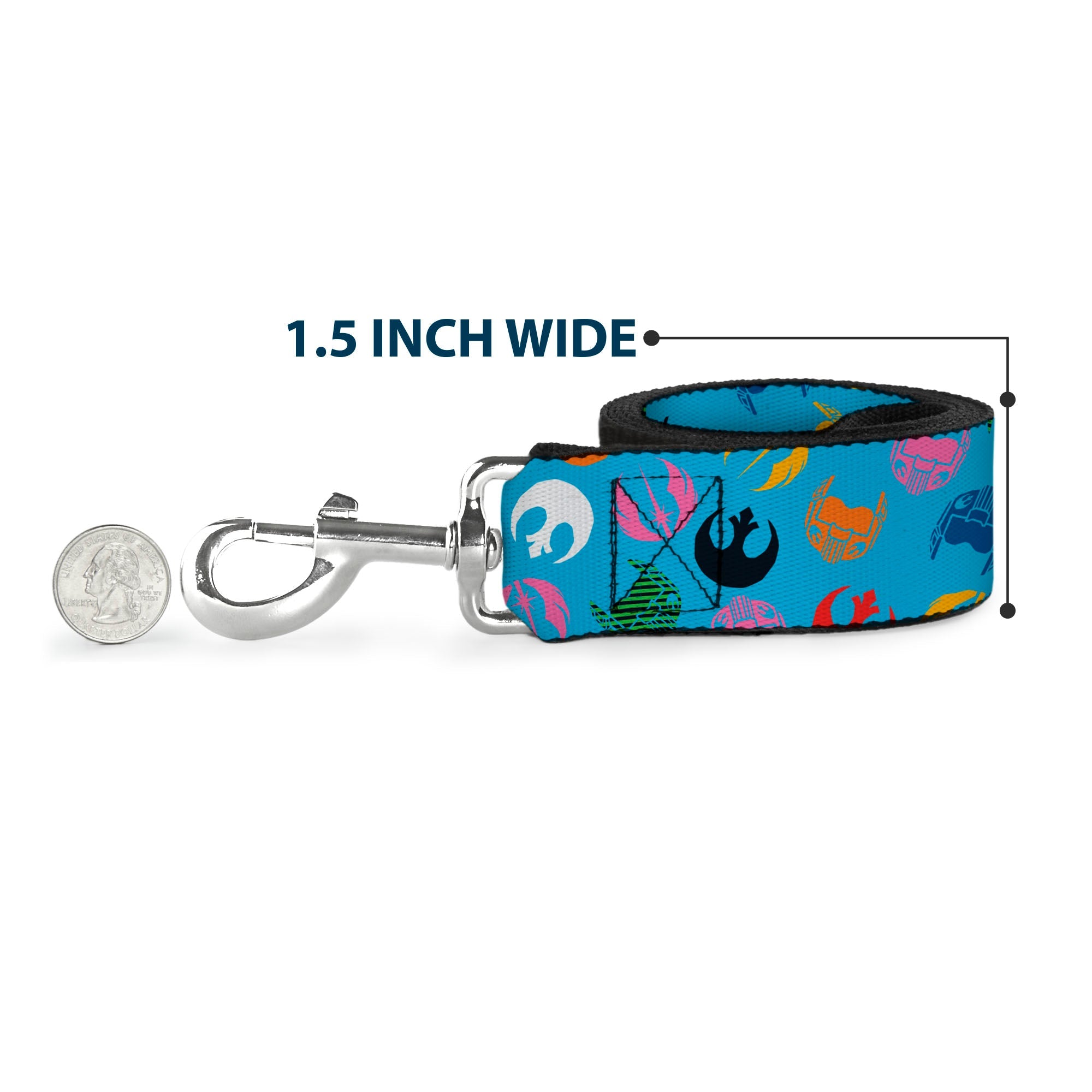 Dog Leash - Star Wars Jedi Order and Rebel Alliance Icons Scattered Blue/Multi Color - HT Animal Supply